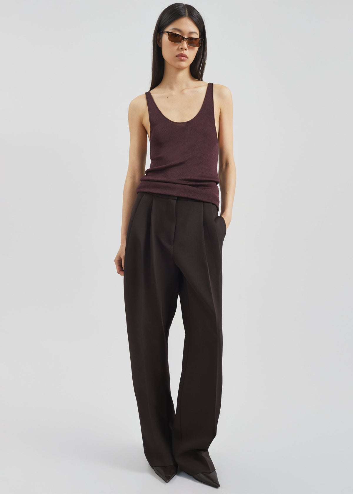Doyer Pleated Trousers - Brown - 2