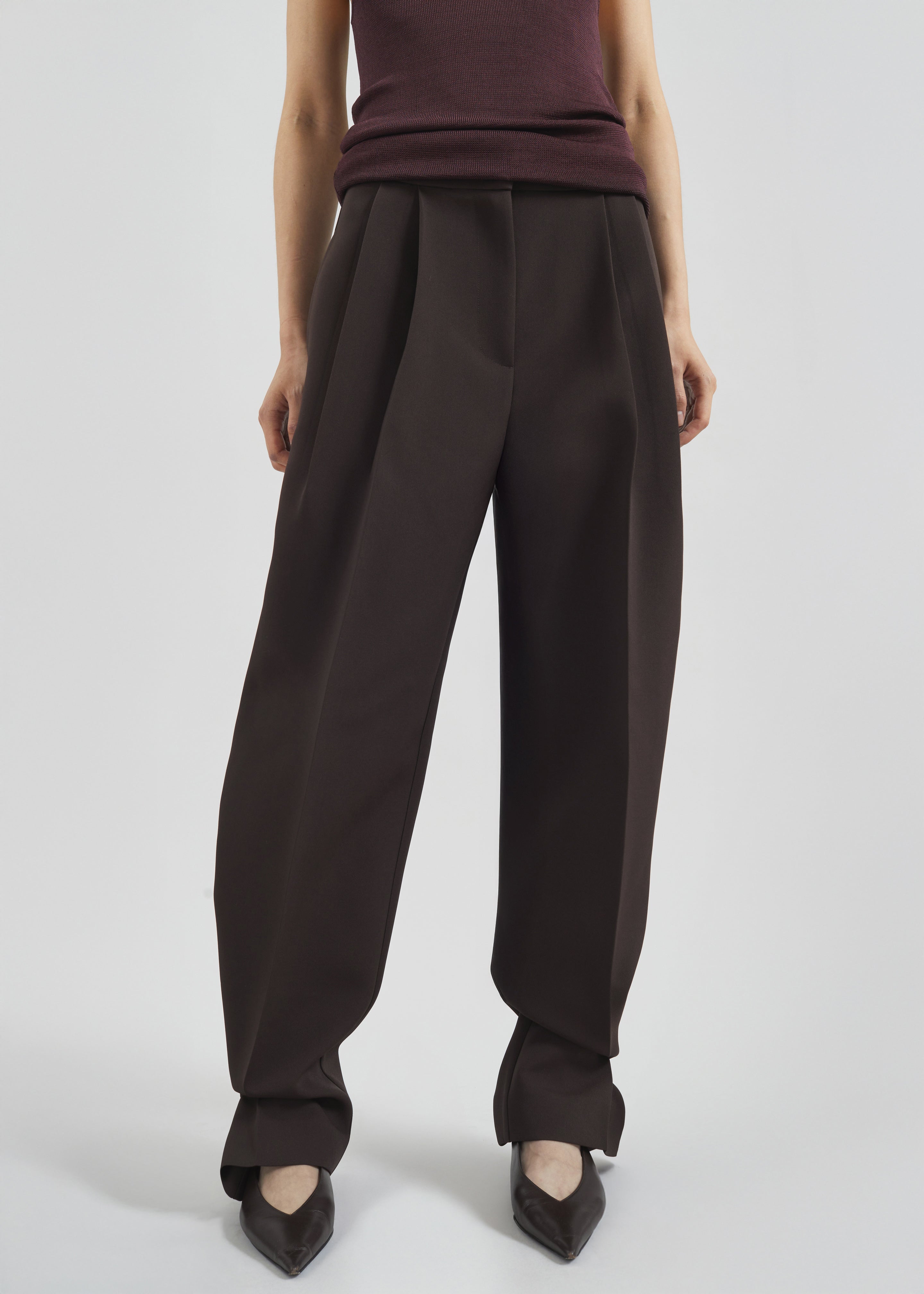 Doyer Pleated Trousers - Brown - 5