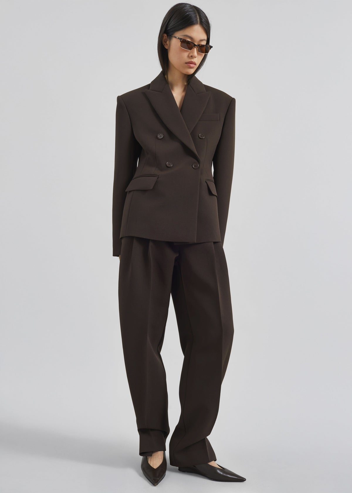 Doyer Pleated Trousers - Brown - 4