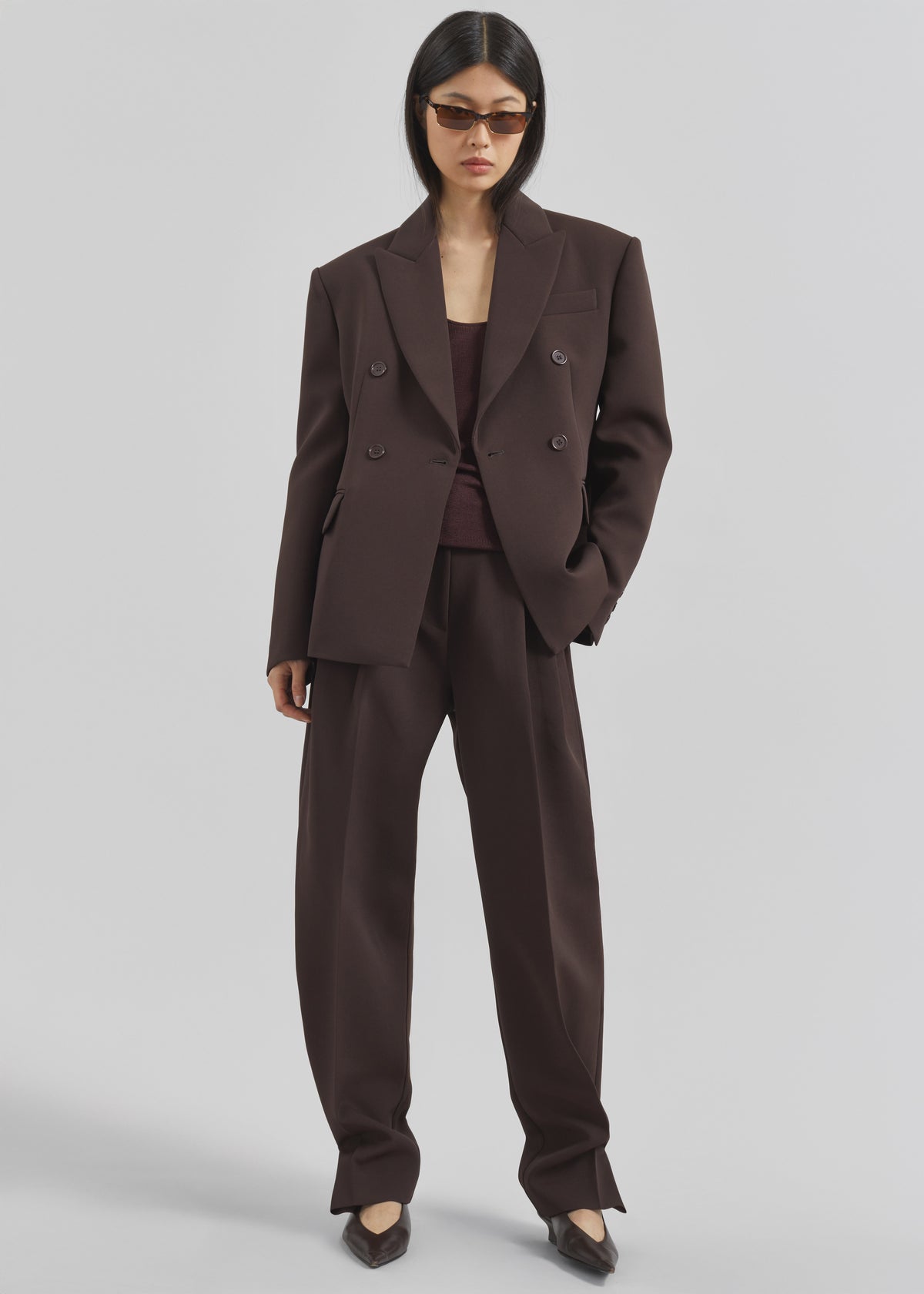 Doyer Pleated Trousers - Brown - 8