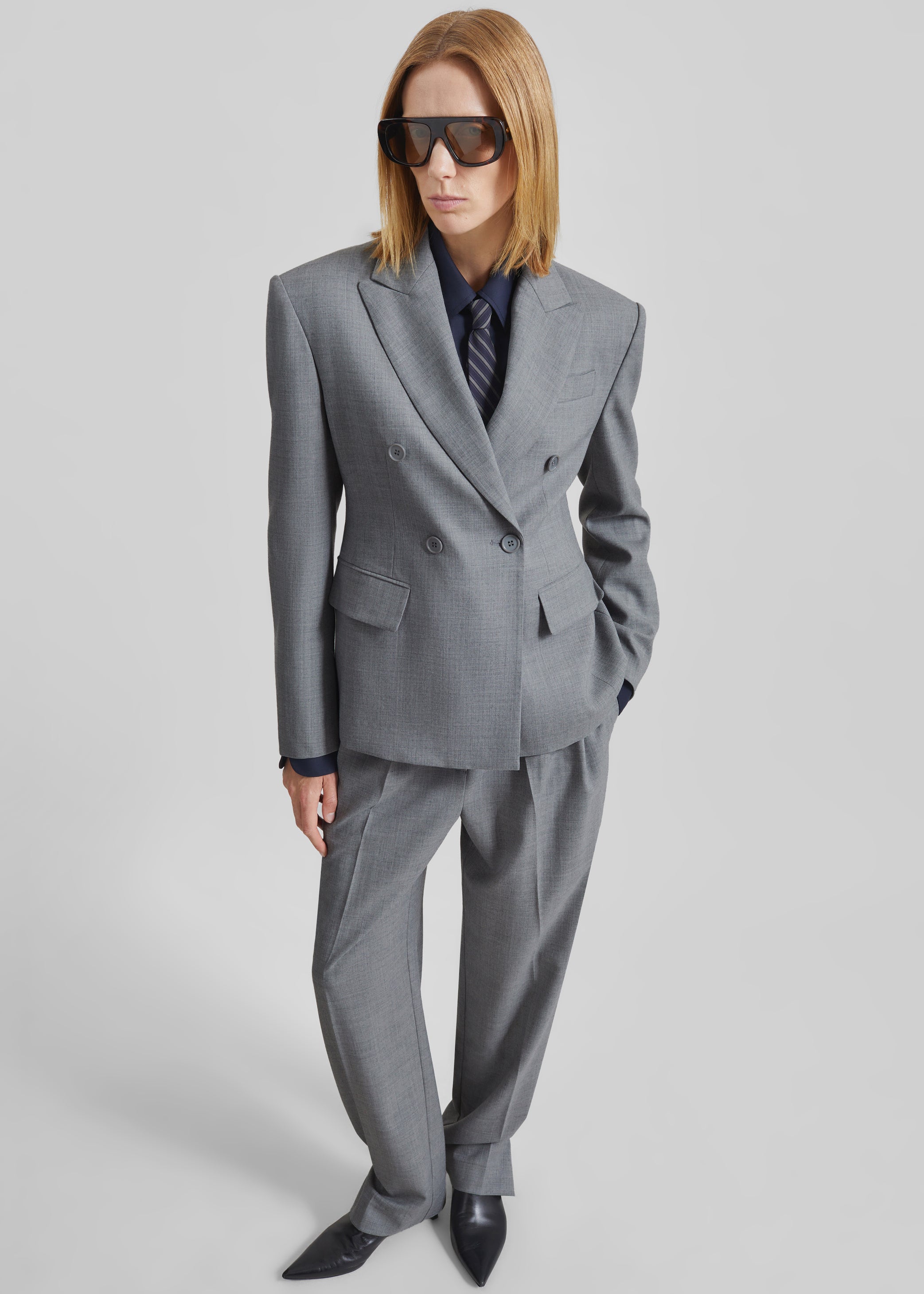 Shop the look image for Doyer Pleated Trousers - Light Grey