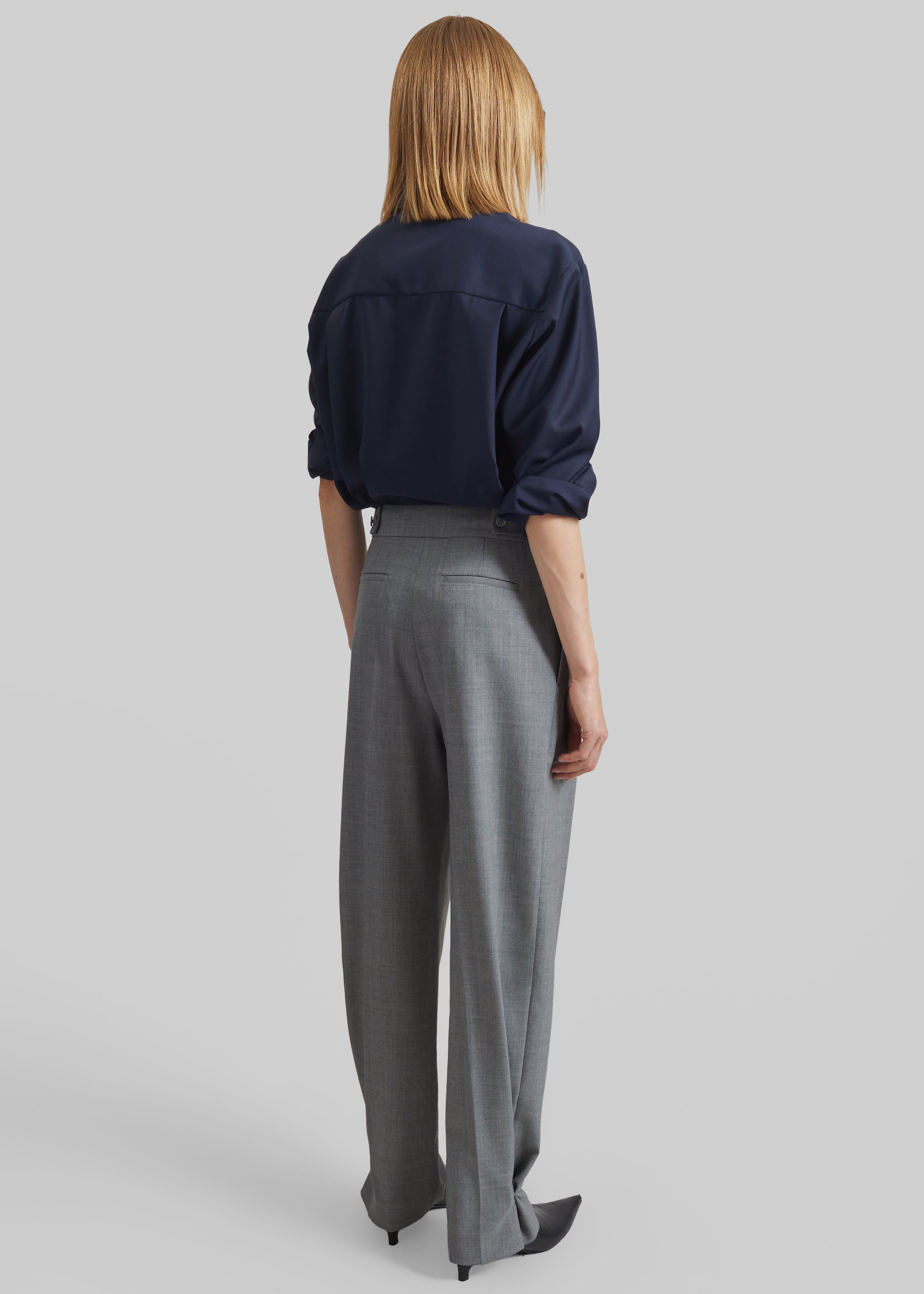 Doyer Pleated Trousers - Light Grey - 7