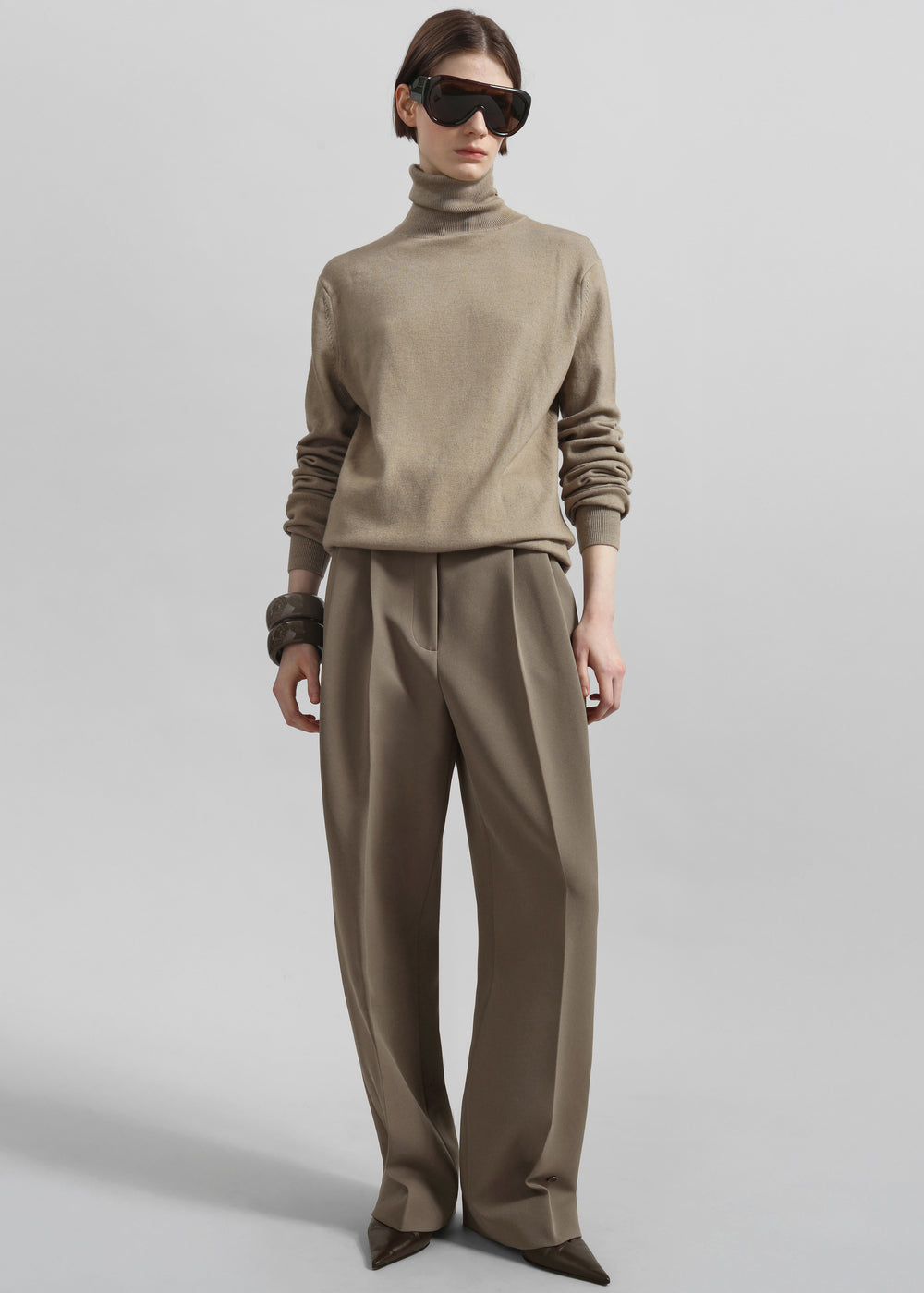 Doyer Pleated Trousers - Moss Green