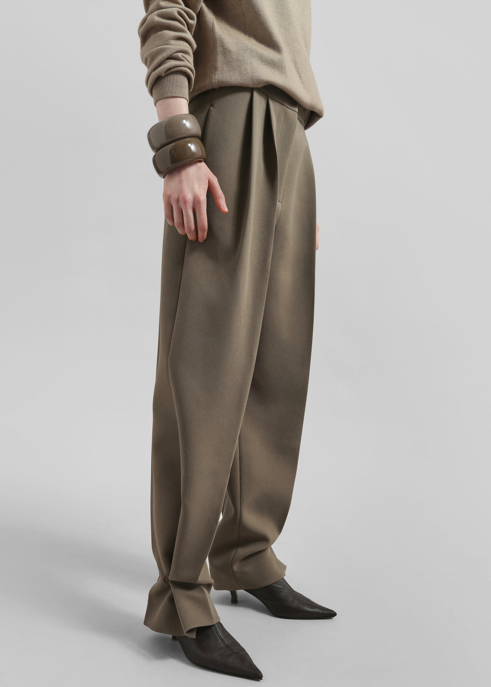 Doyer Pleated Trousers - Moss Green - 1