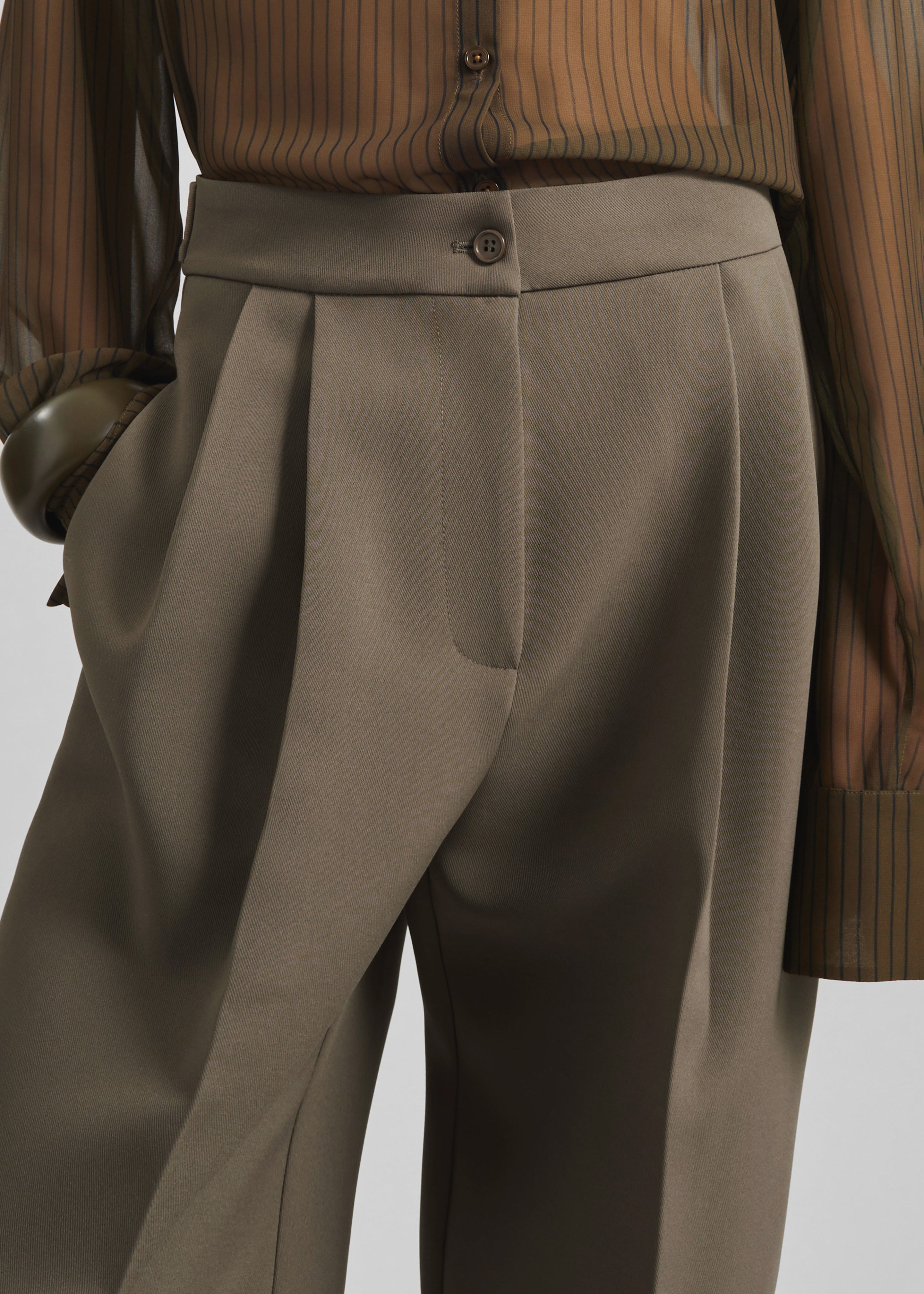 Doyer Pleated Trousers - Moss Green - 4