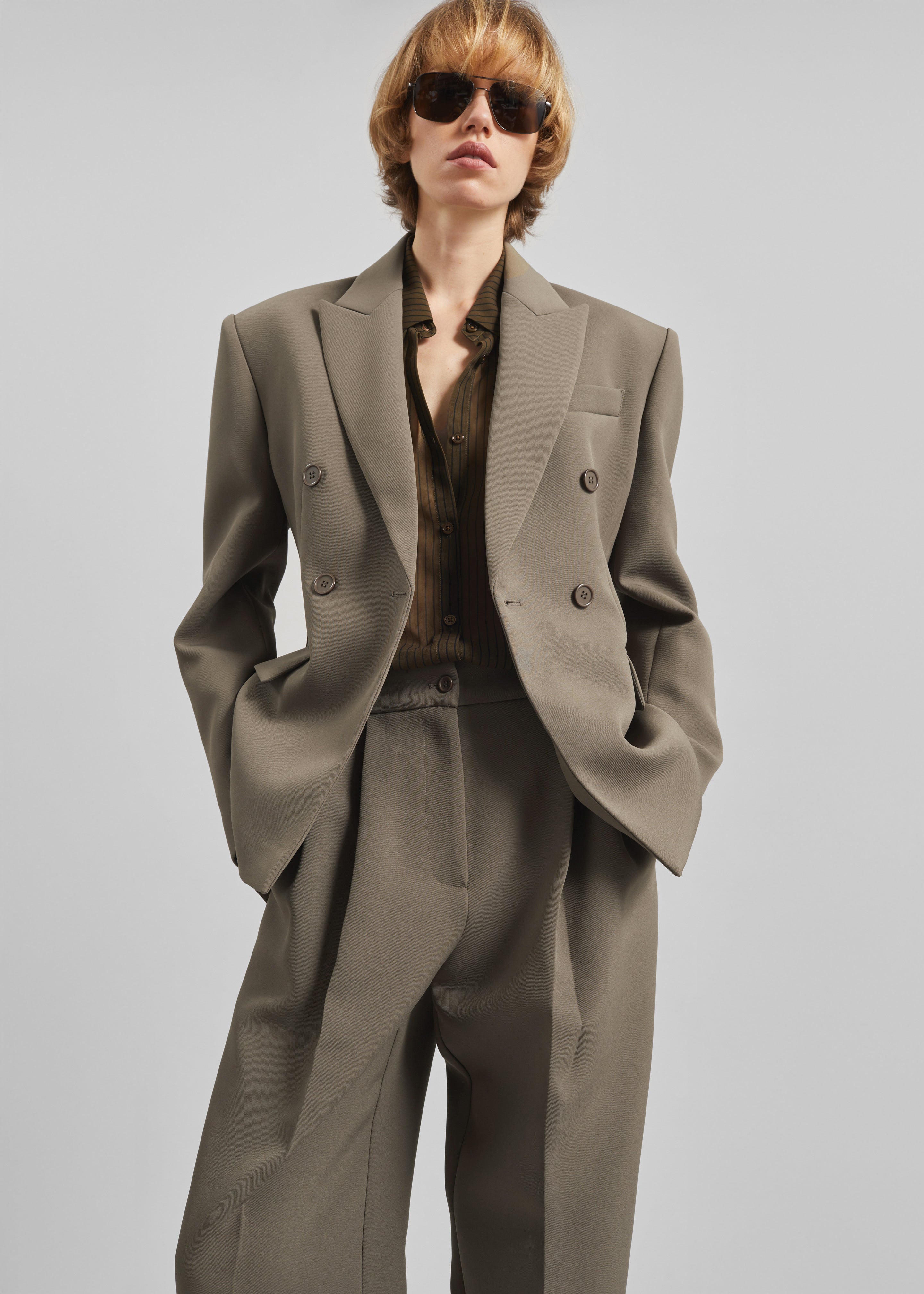 Doyer Pleated Trousers - Moss Green - 5