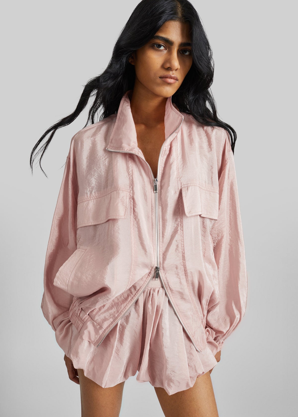 Drea Sheer Bomber Jacket - Faded Pink - 5