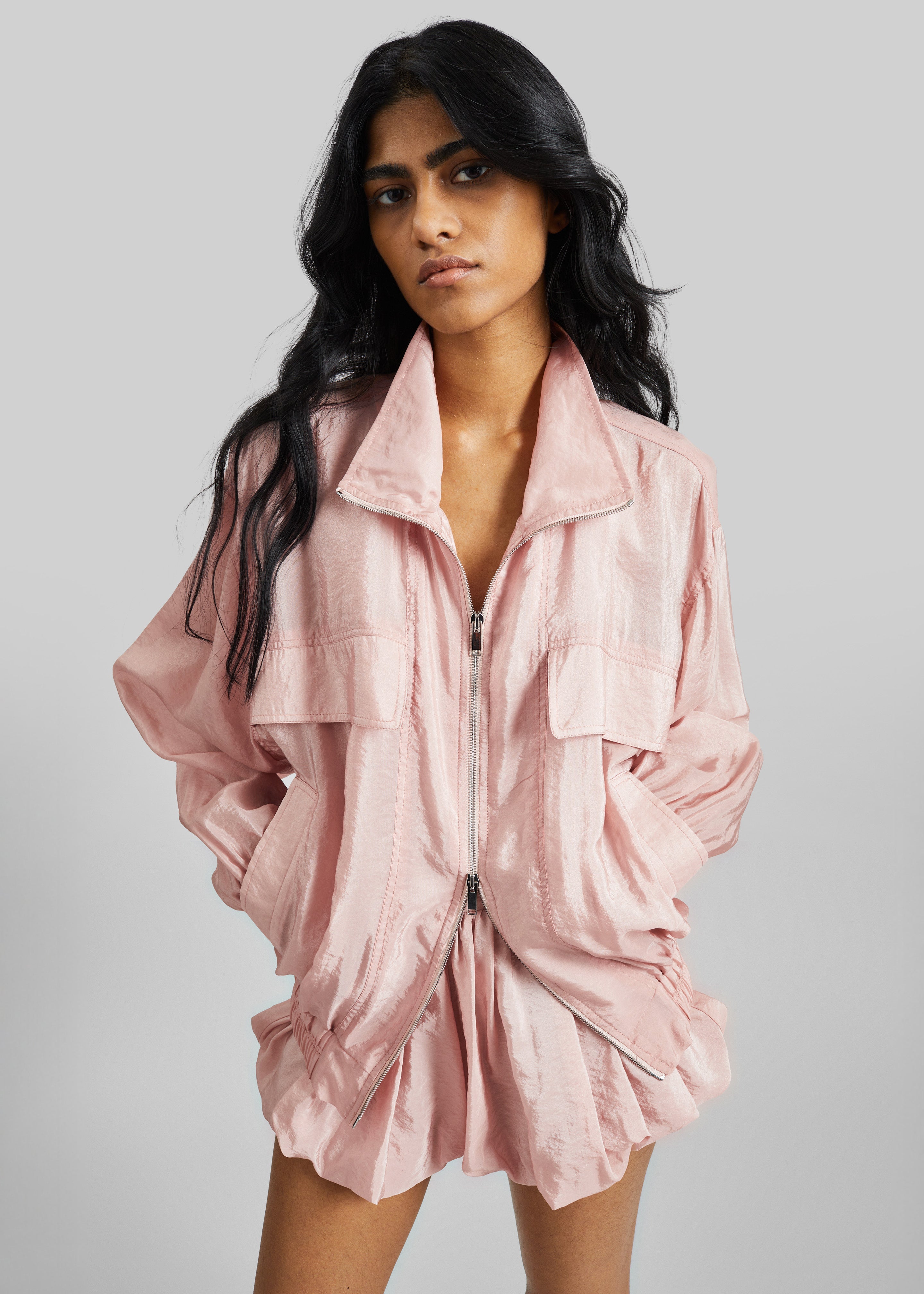 Drea Sheer Bomber Jacket - Faded Pink - 1