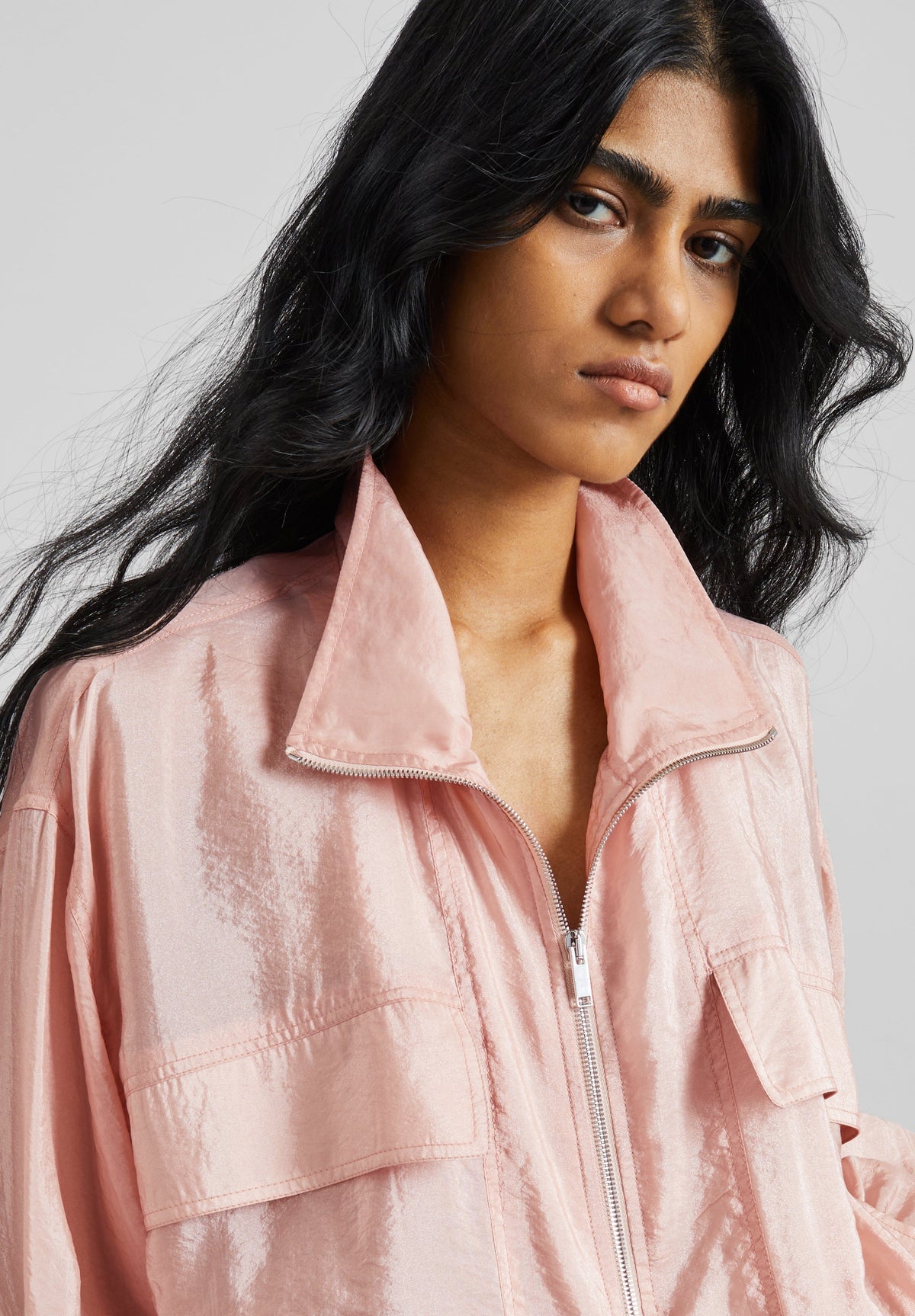 Drea Sheer Bomber Jacket - Faded Pink - 4