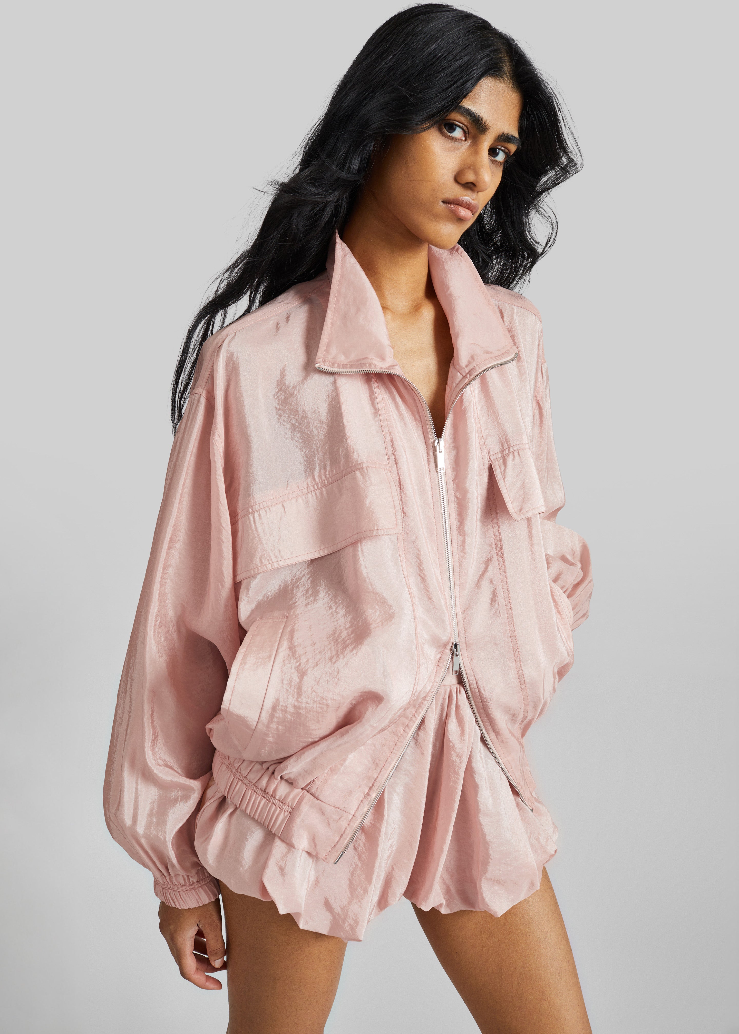 Drea Sheer Bomber Jacket - Faded Pink - 7