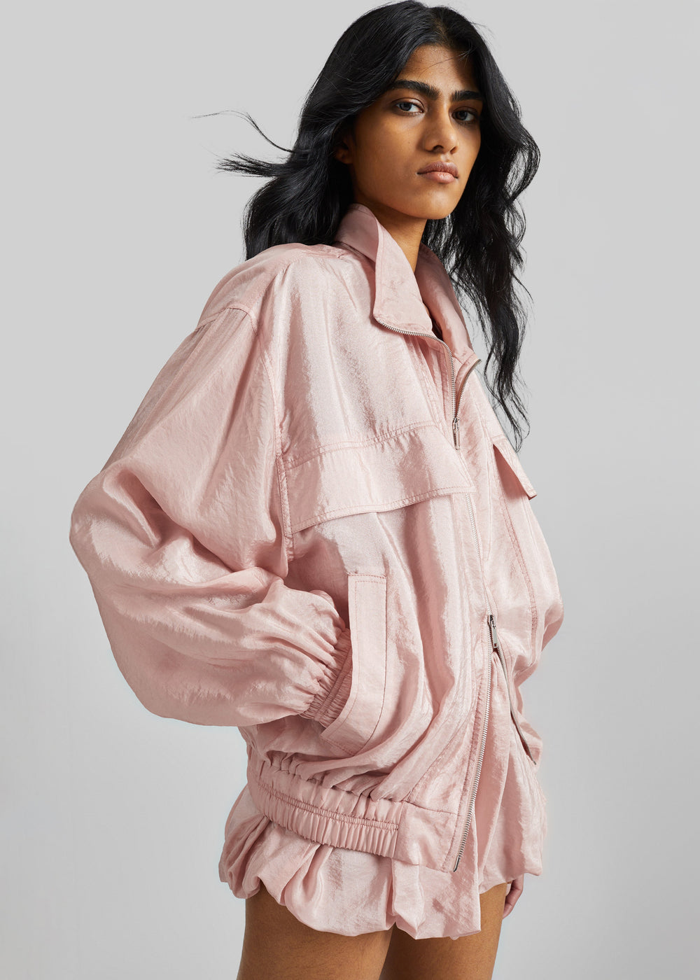 Drea Sheer Bomber Jacket - Faded Pink - 1