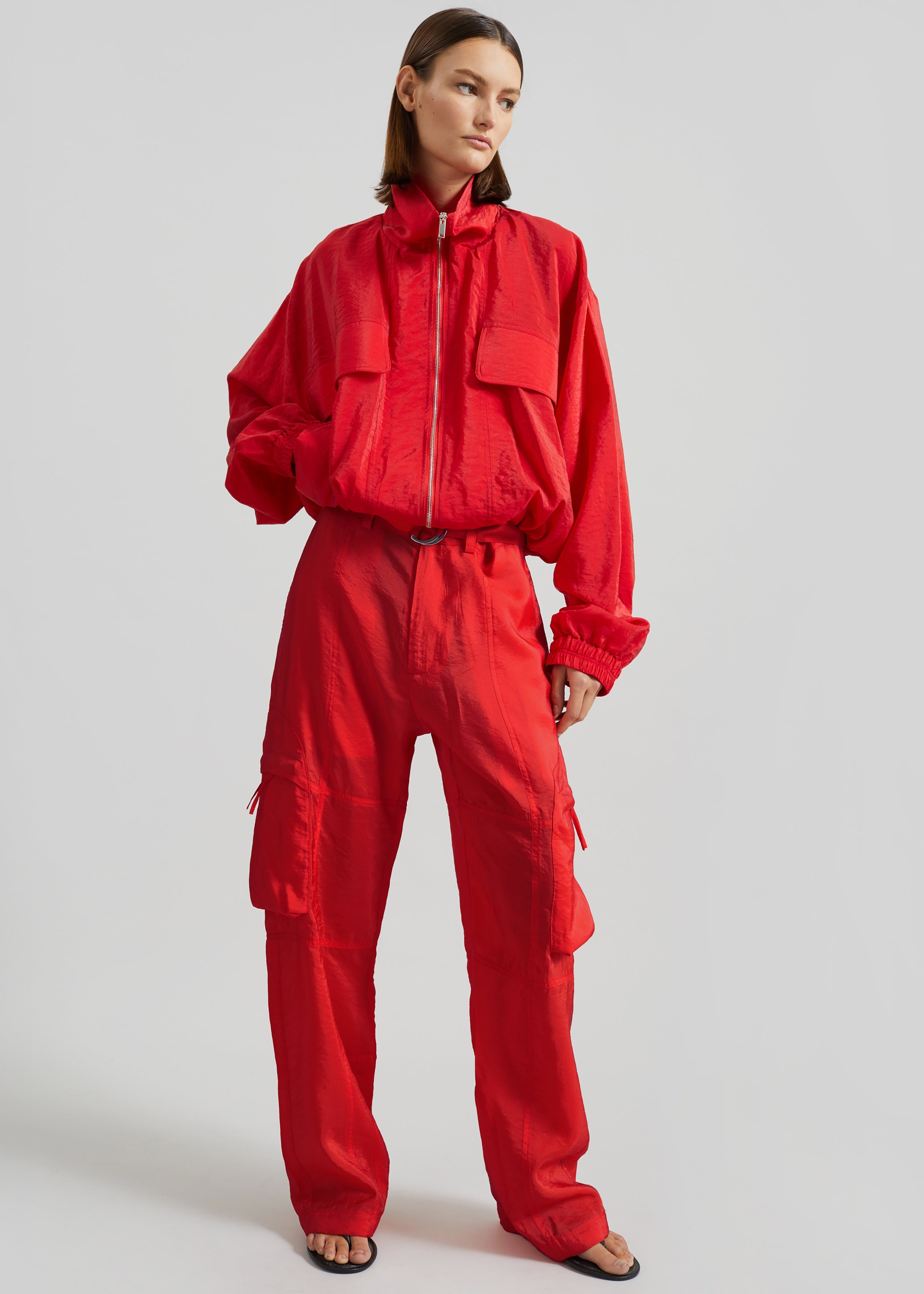 Drea Sheer Bomber Jacket - Red - 3