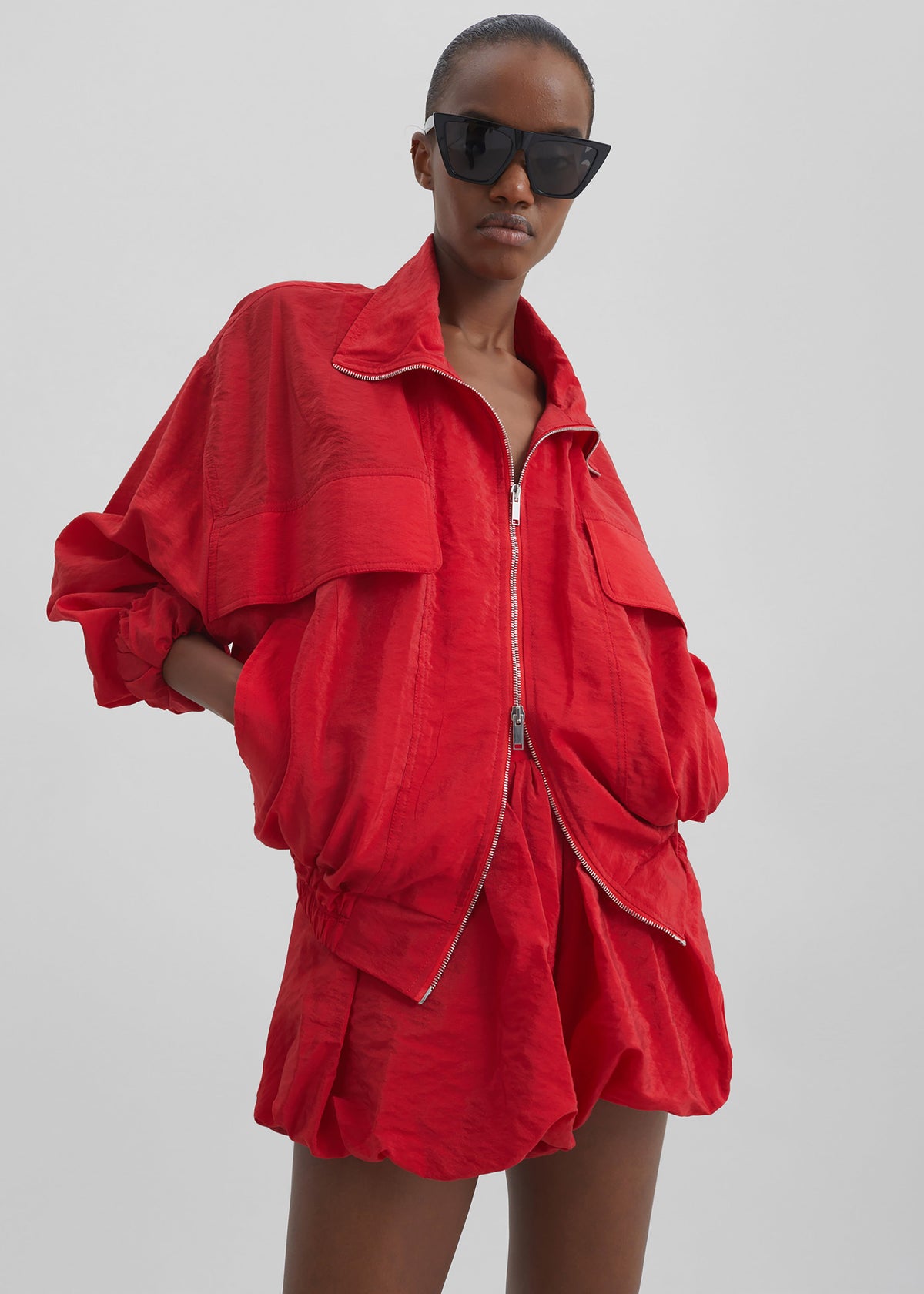 Drea Sheer Bomber Jacket - Red - 4
