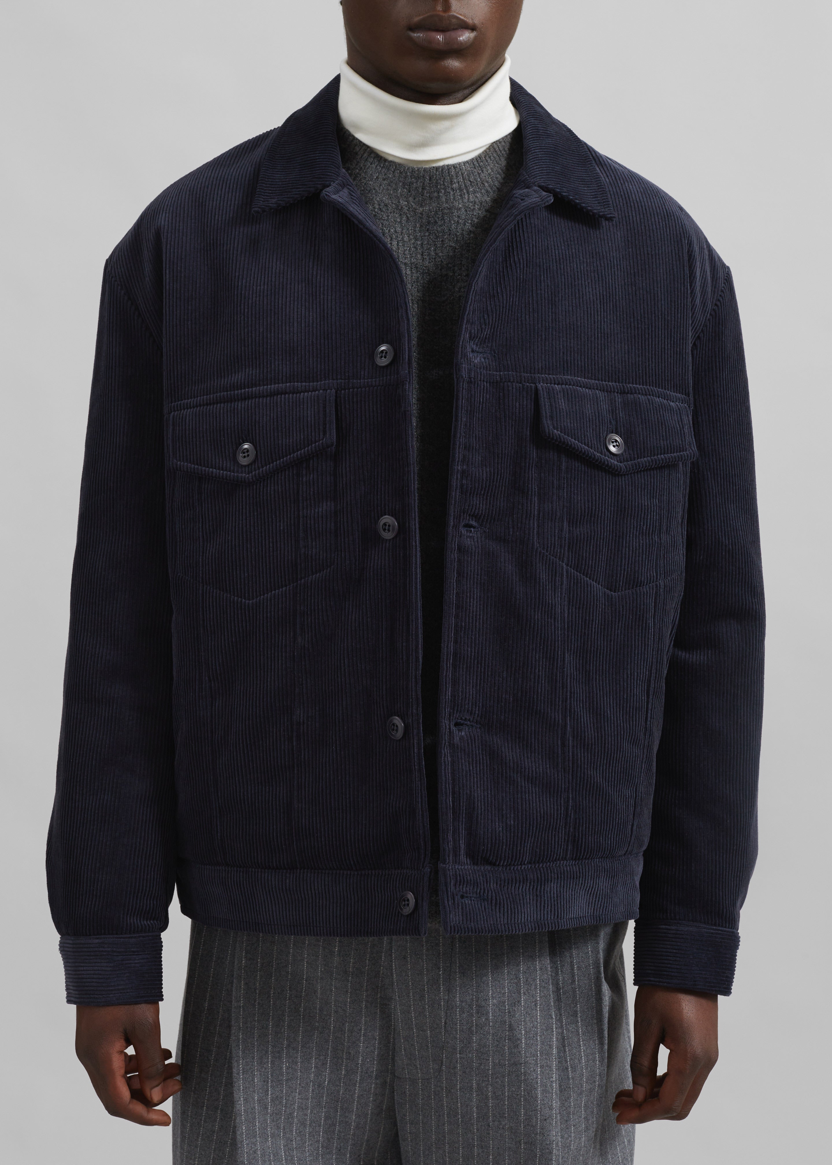 Dresden Quilted Corduroy Jacket - Navy - 2