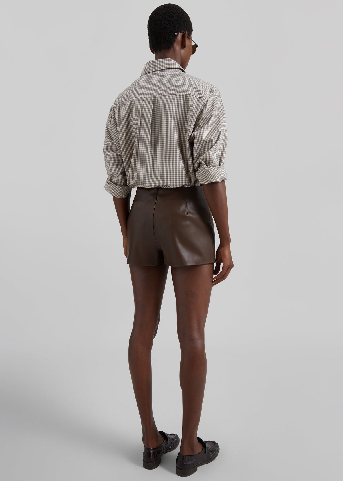 Dreux Faux Leather Hot Pants - Brown - 8