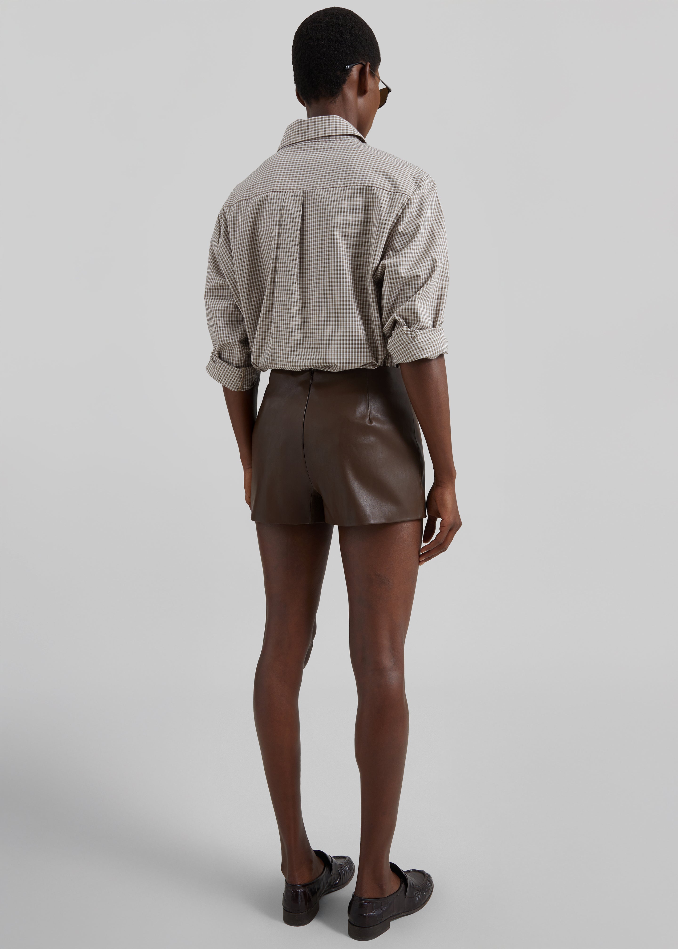 Dreux Faux Leather Hot Pants - Brown - 8