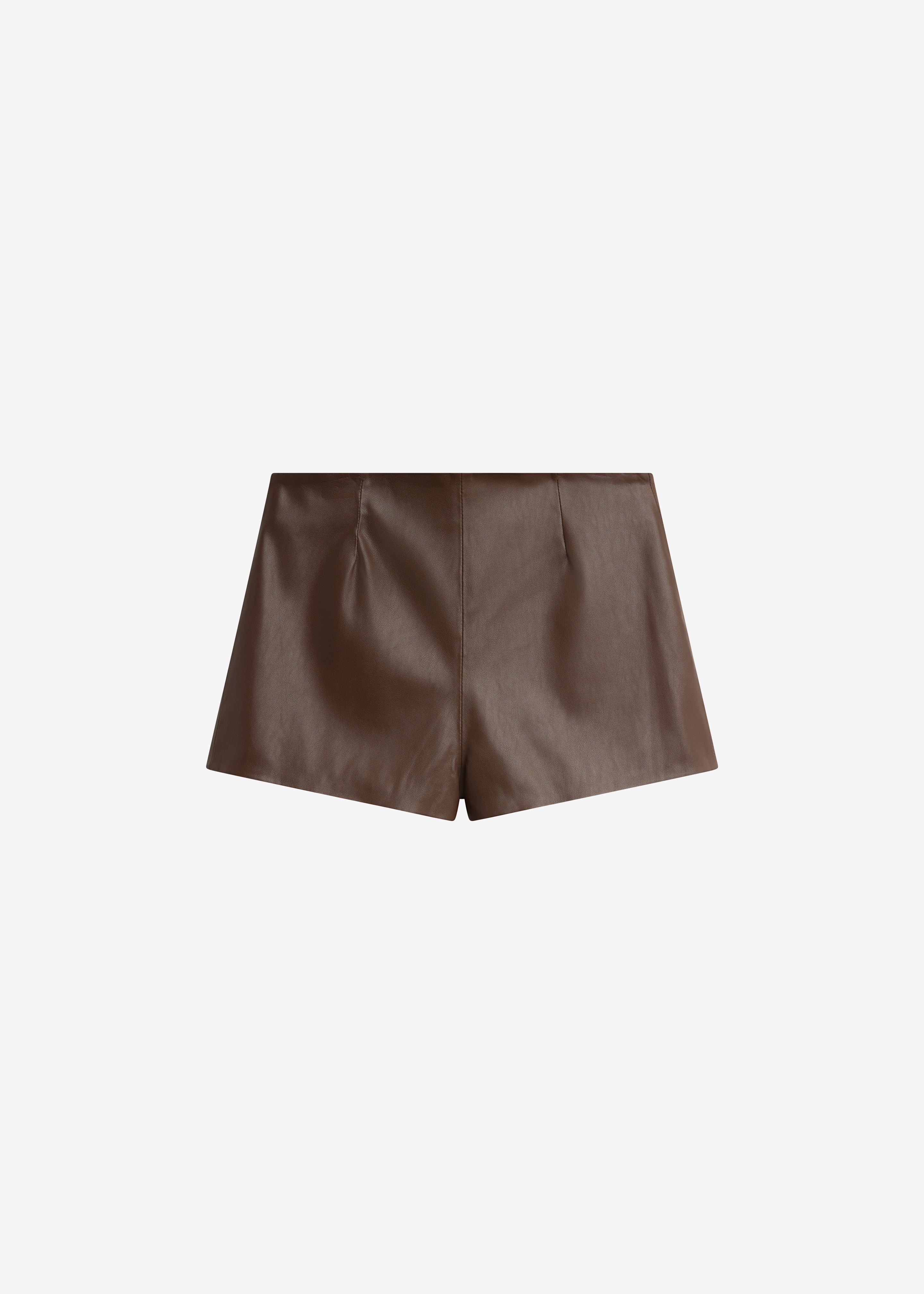 Dreux Faux Leather Hot Pants - Brown - 9