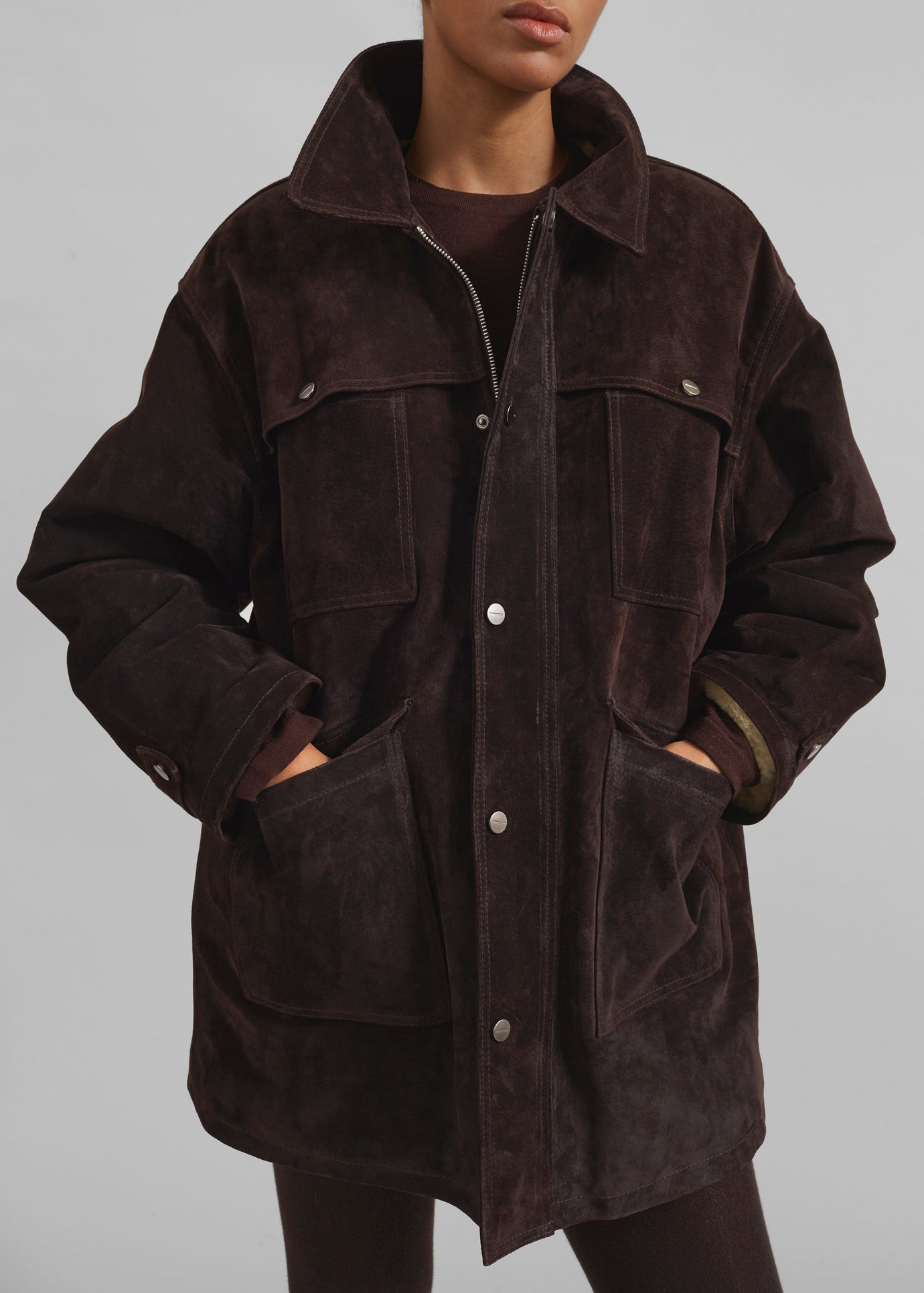 Dulnain Suede Field Jacket - Dark Brown - 1