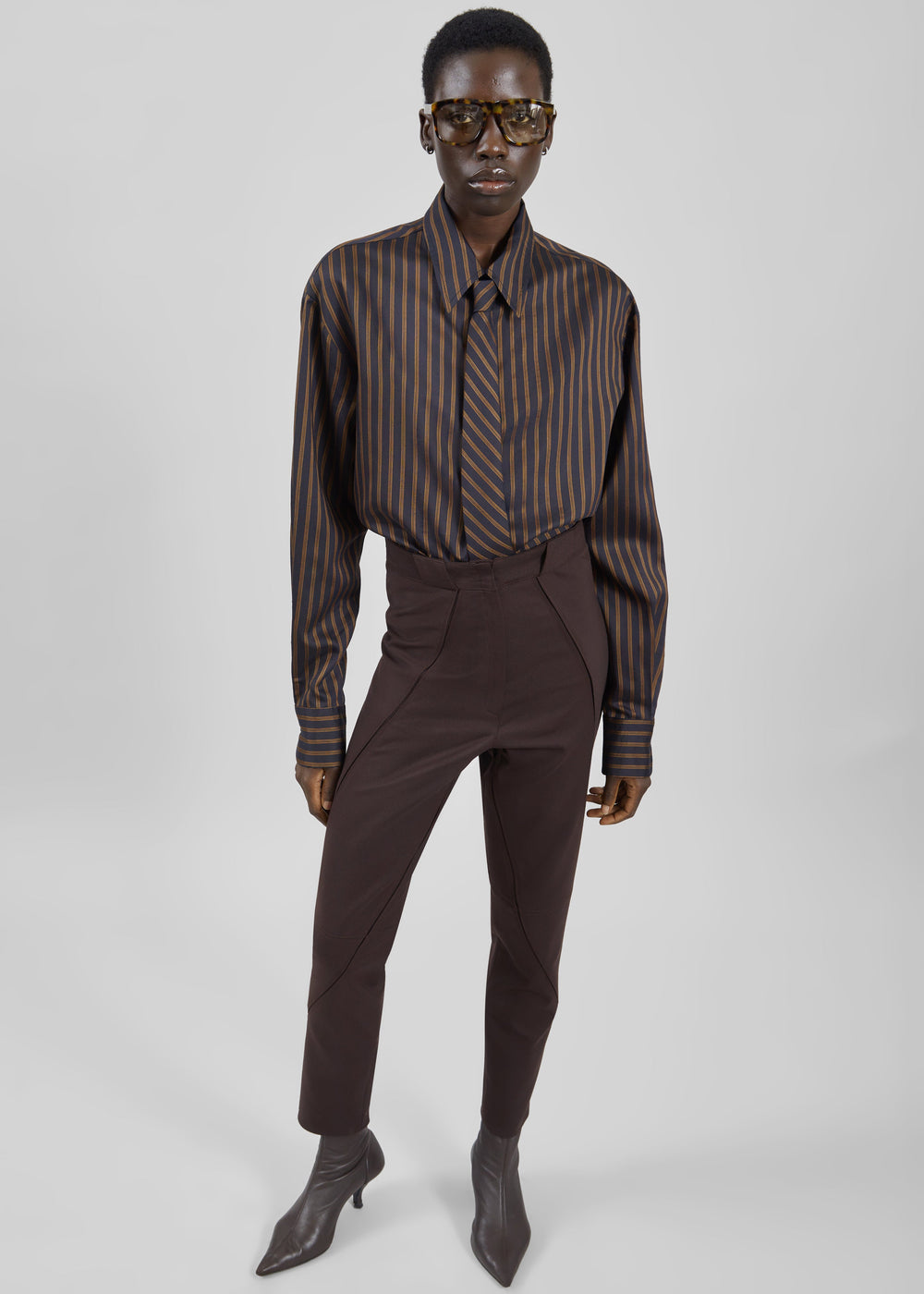 Dune Panelled Pants - Dark Brown - 1