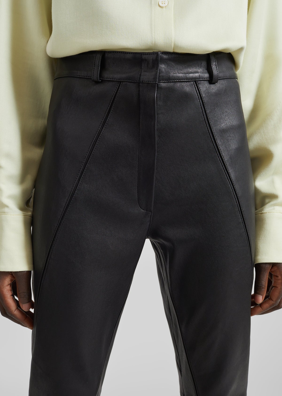 Dune Stretch Leather Panelled Pants - Black