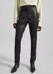 Dune Stretch Leather Panelled Pants - Black