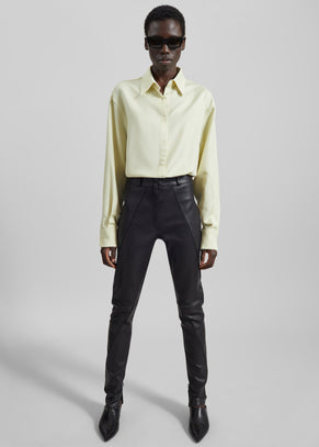 Dune Stretch Leather Panelled Pants - Black
