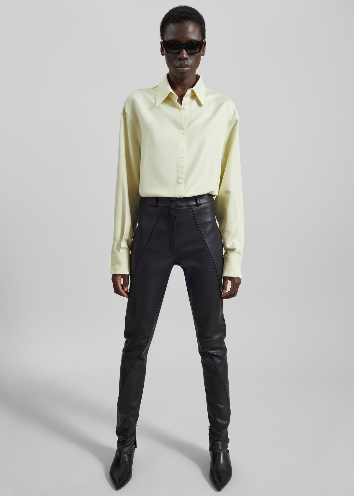 Dune Stretch Leather Panelled Pants - Black
