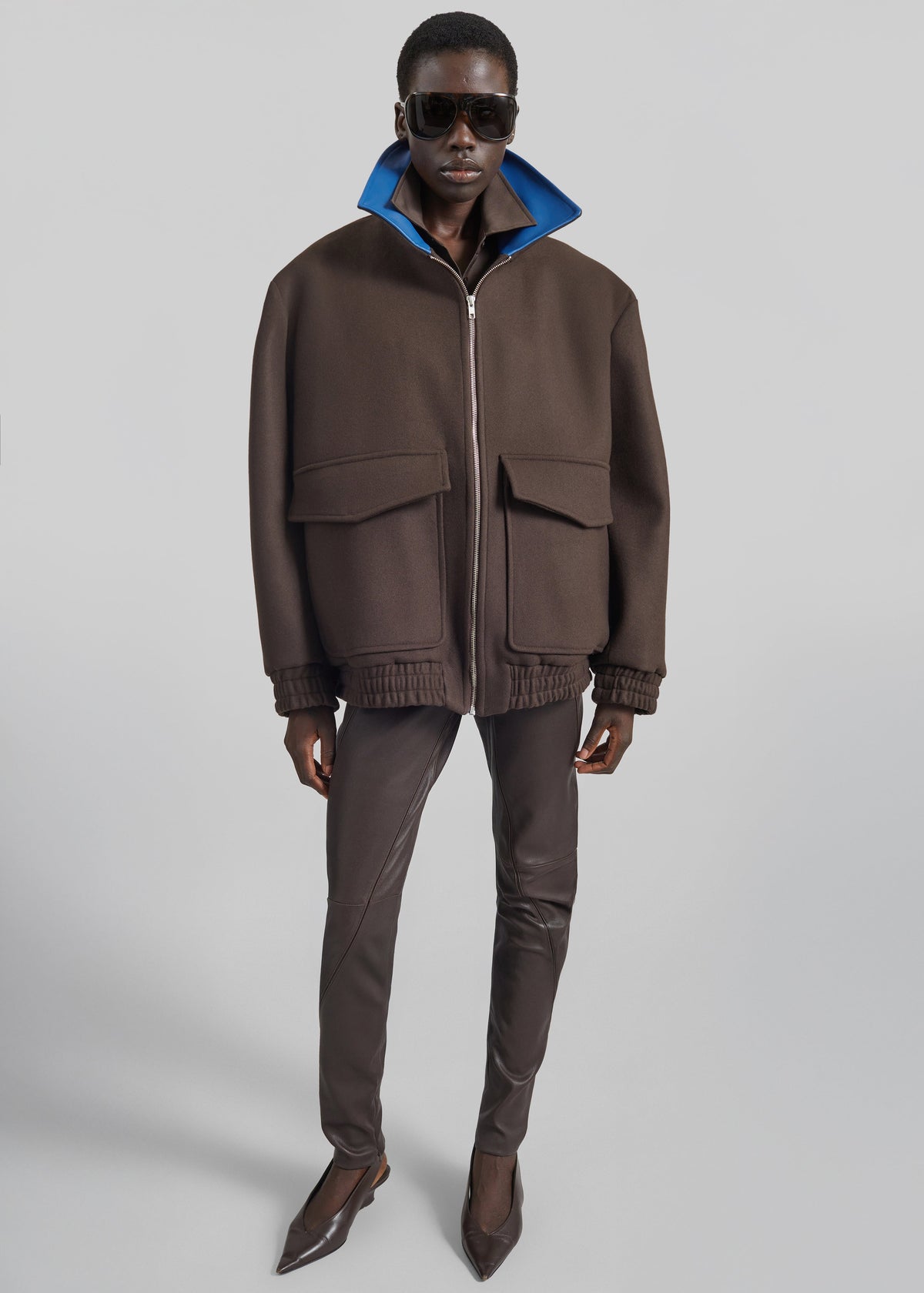 Dune Stretch Leather Panelled Pants - Brown