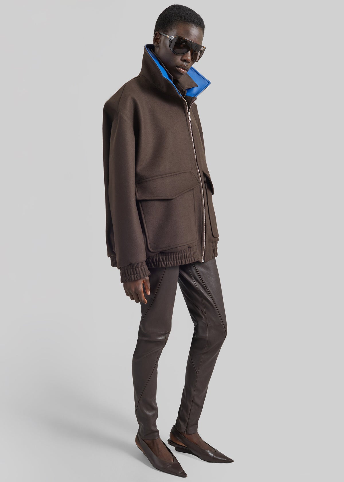 Dune Stretch Leather Panelled Pants - Brown