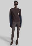 Dune Stretch Leather Panelled Pants - Brown