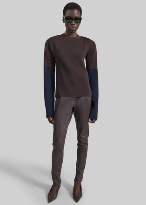 Dune Stretch Leather Panelled Pants - Brown
