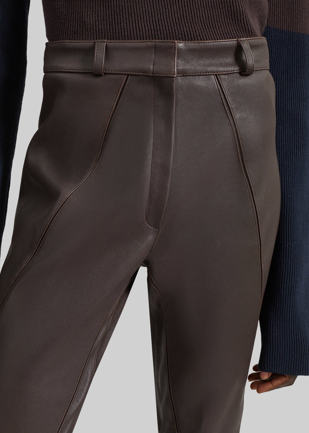 Dune Stretch Leather Panelled Pants - Brown