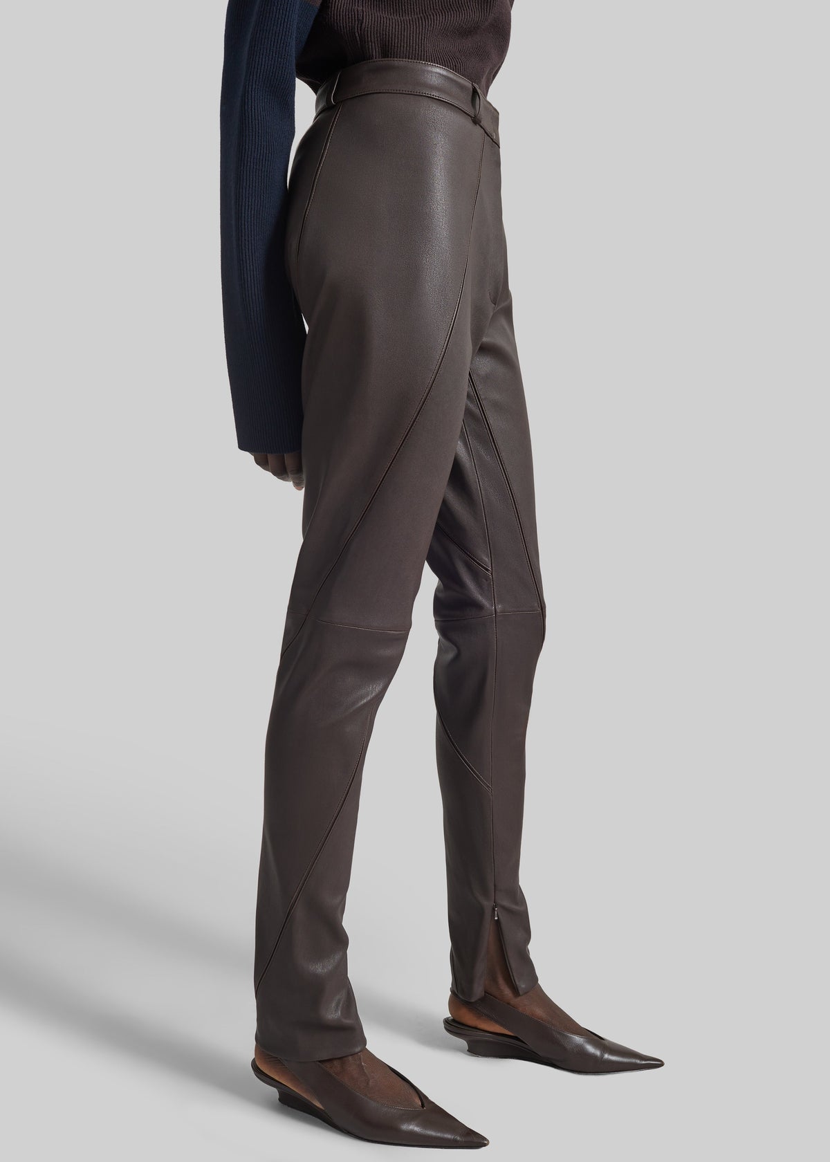 Dune Stretch Leather Panelled Pants - Brown