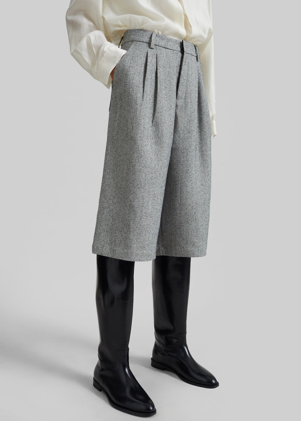 Dunley Bermuda Shorts - Grey Melange - 1