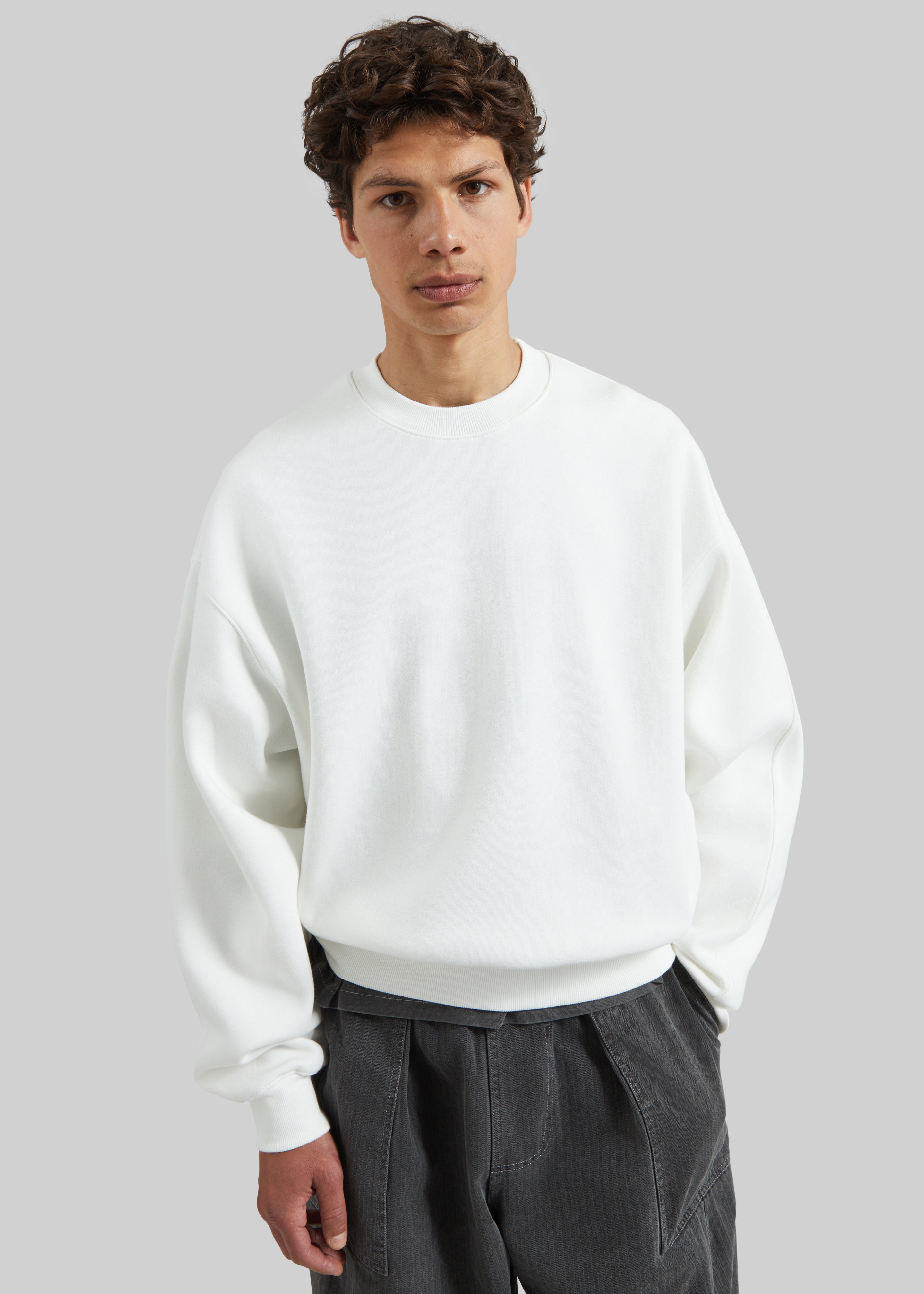 Dunloy Oversized Sweatshirt - White - 4