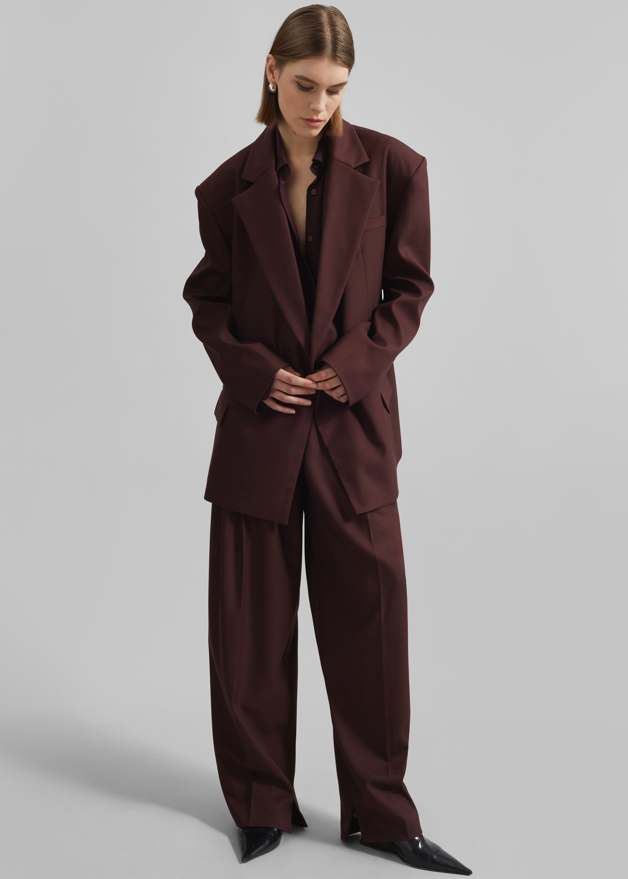 Shop the look image for Durham Crossover Blazer - Burgundy