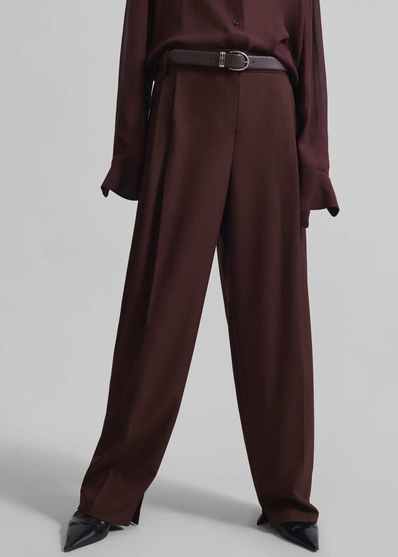 Durham Pleated Trousers - Burgundy - 1