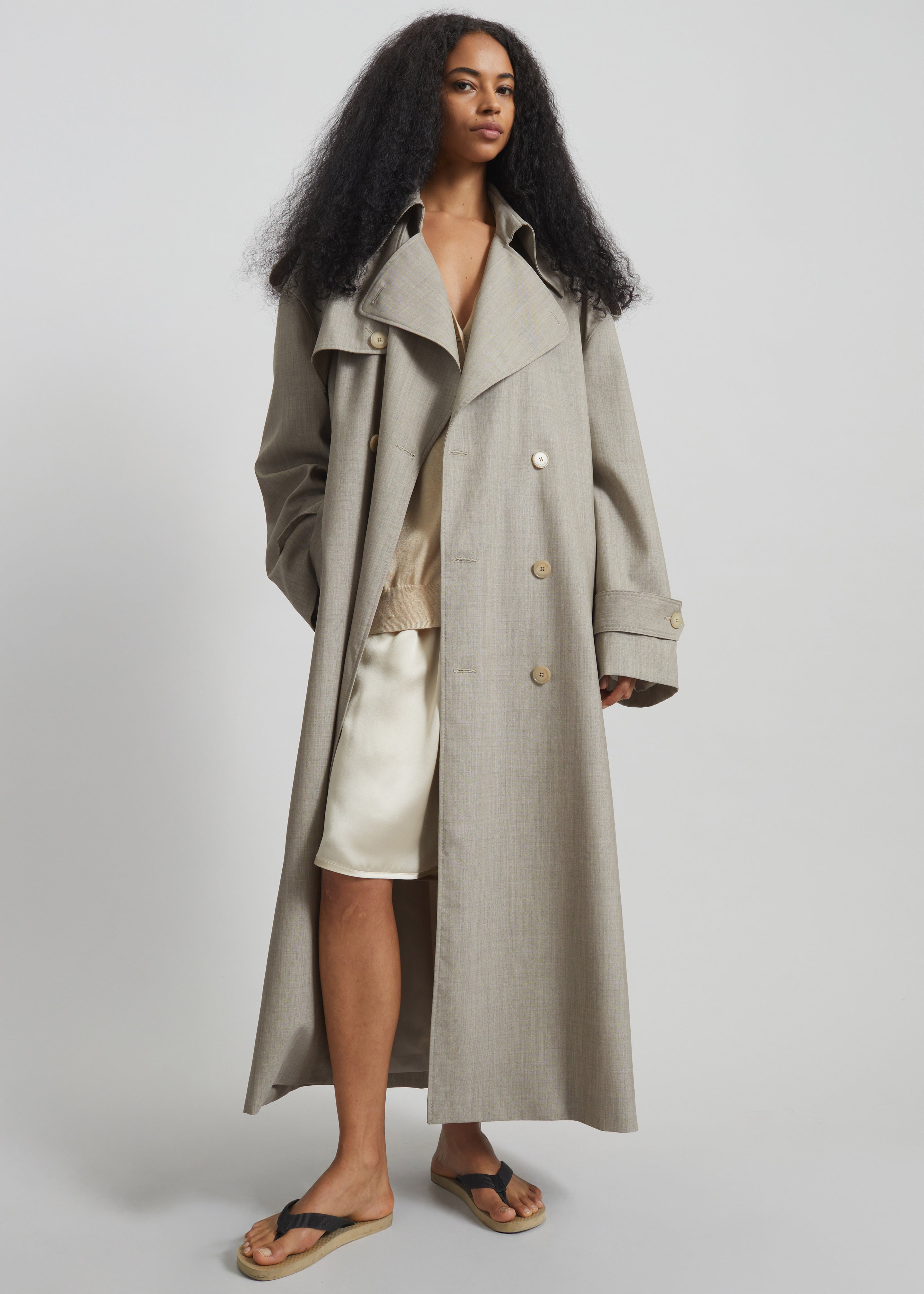 DM　stein Oversized Trench Coat stein Black Oversized Double Breasted Trench Coat Steinhausen
