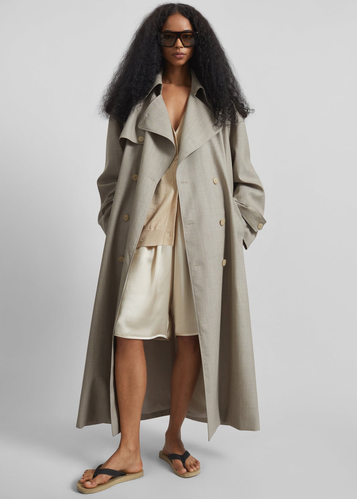 Dursley Oversized Trench Coat - Beige Melange - 7
