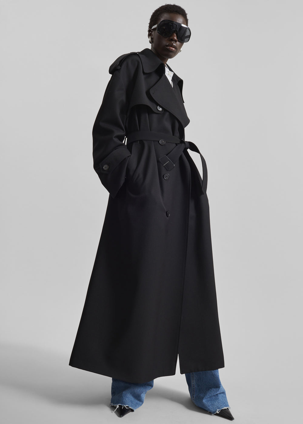 Dursley Tailored Trench Coat - Black - 1