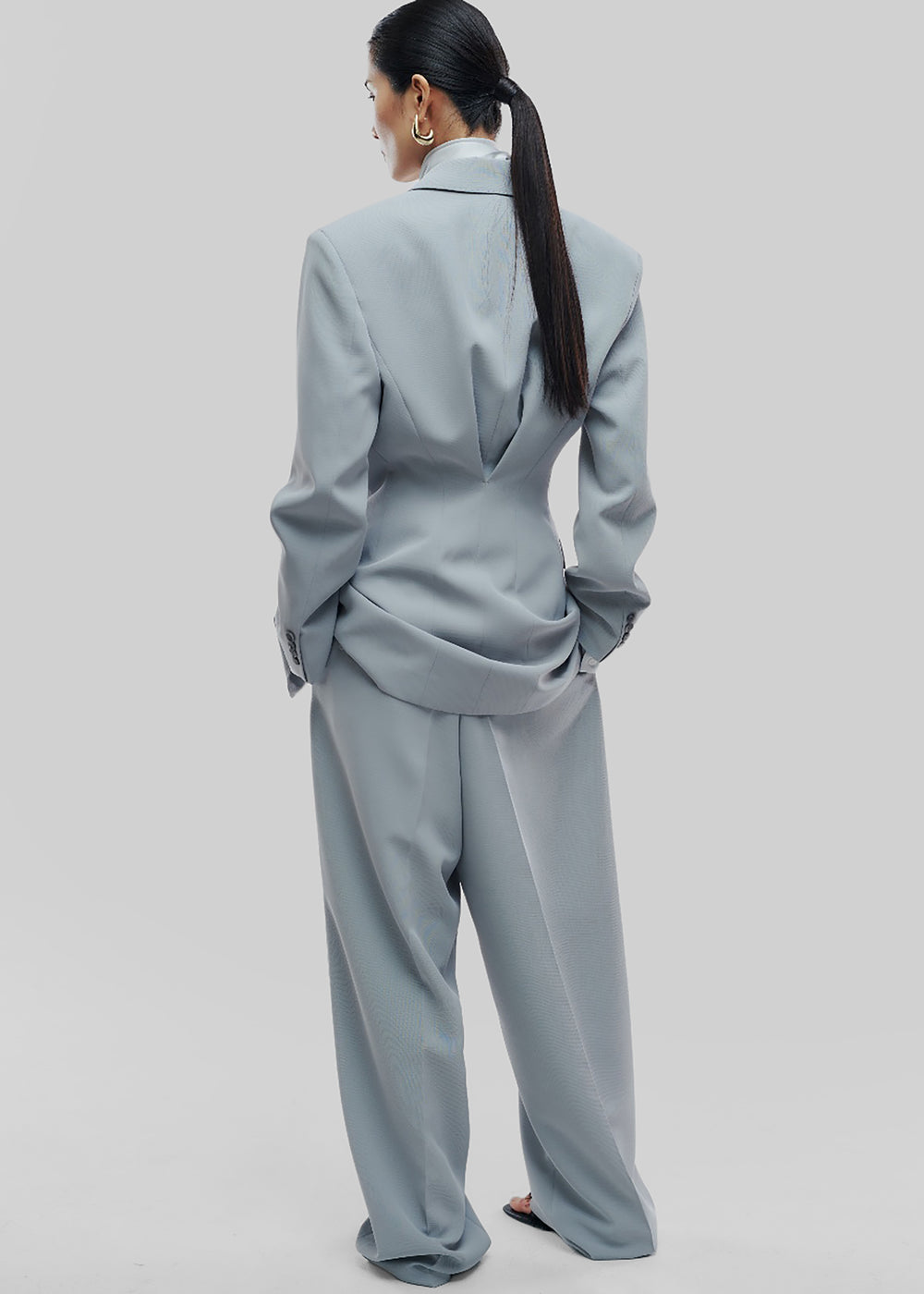 Duved Cinched Blazer - Slate Grey - 1