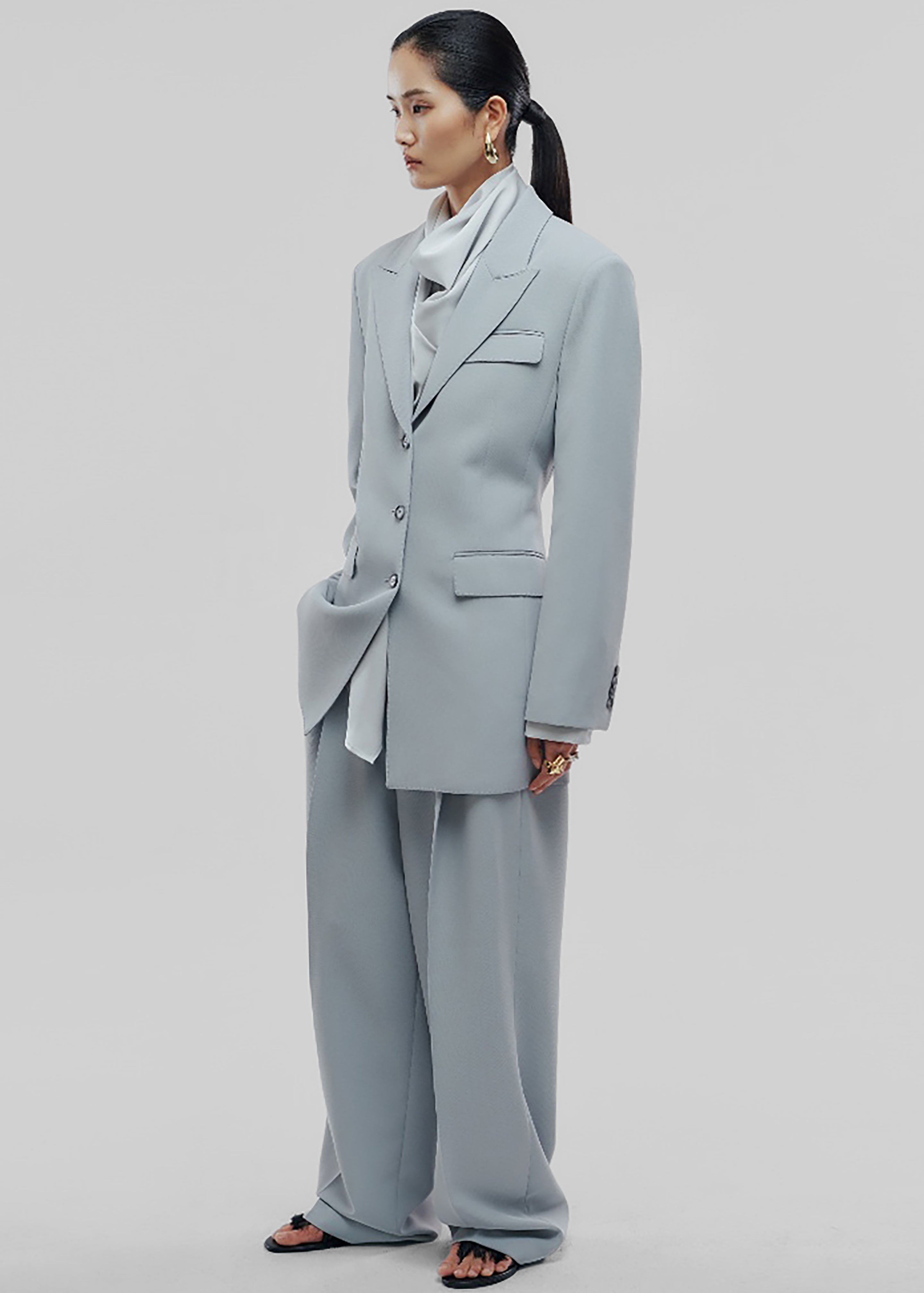 Duved Cinched Blazer - Slate Grey - 7