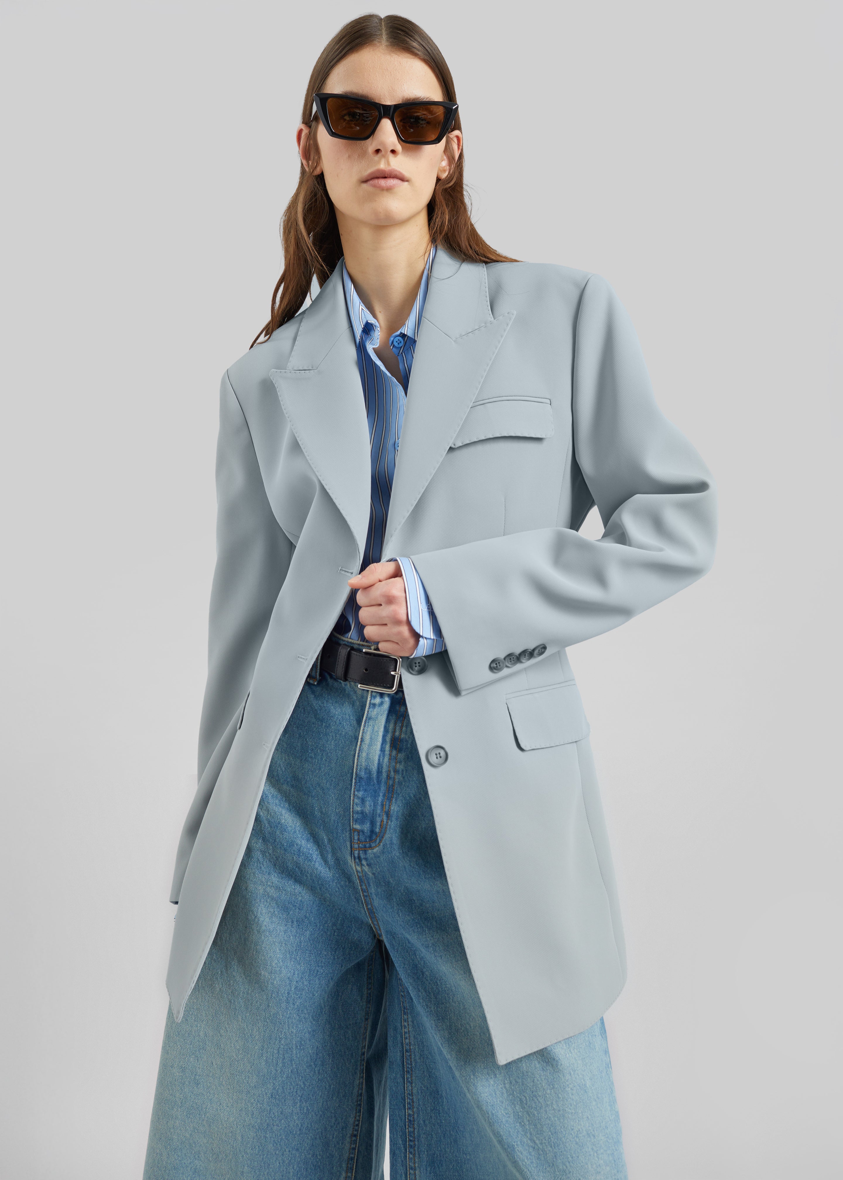 Duved Cinched Blazer - Slate Grey - 4