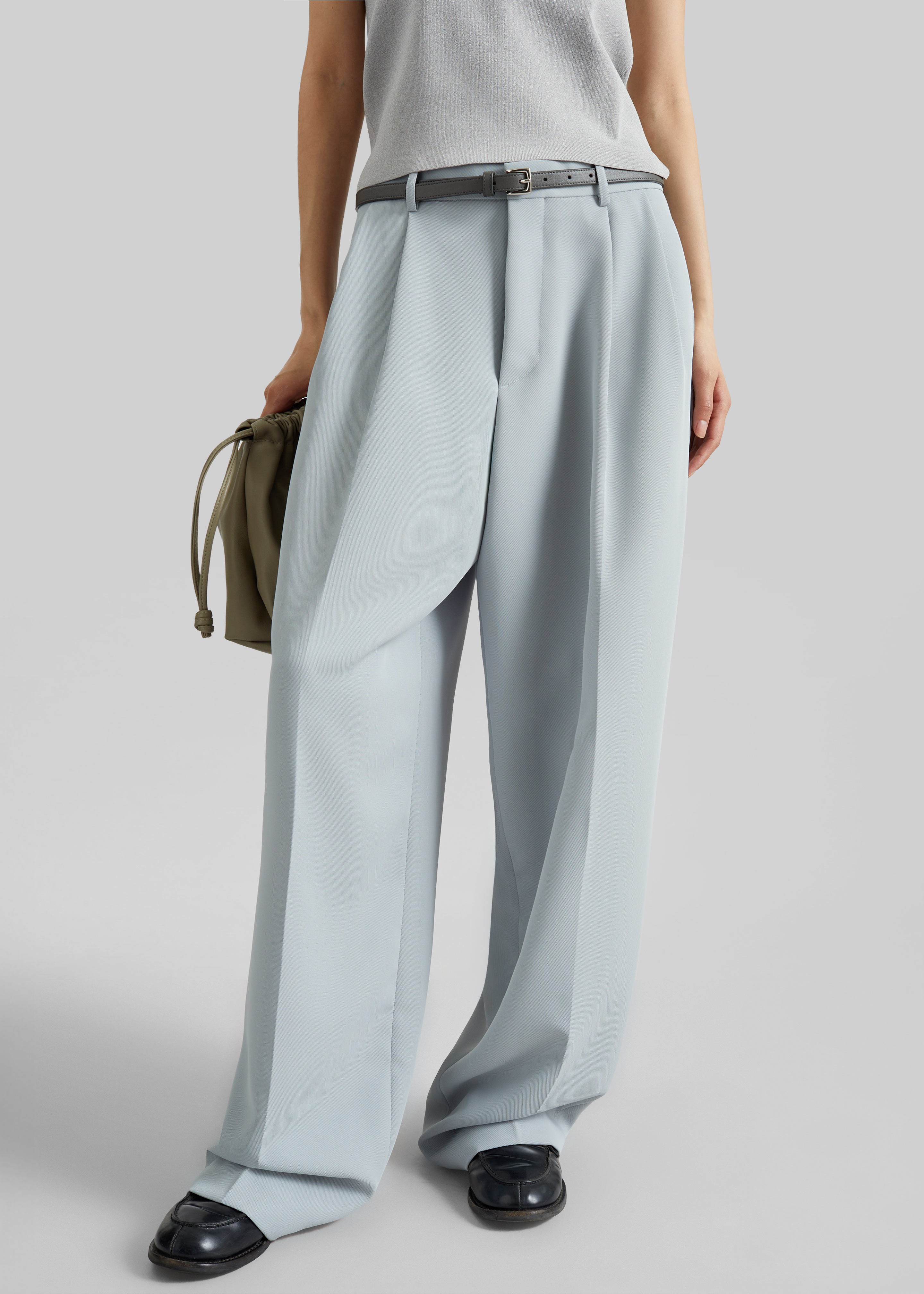 Duved Pleated Trousers - Slate Grey - 2