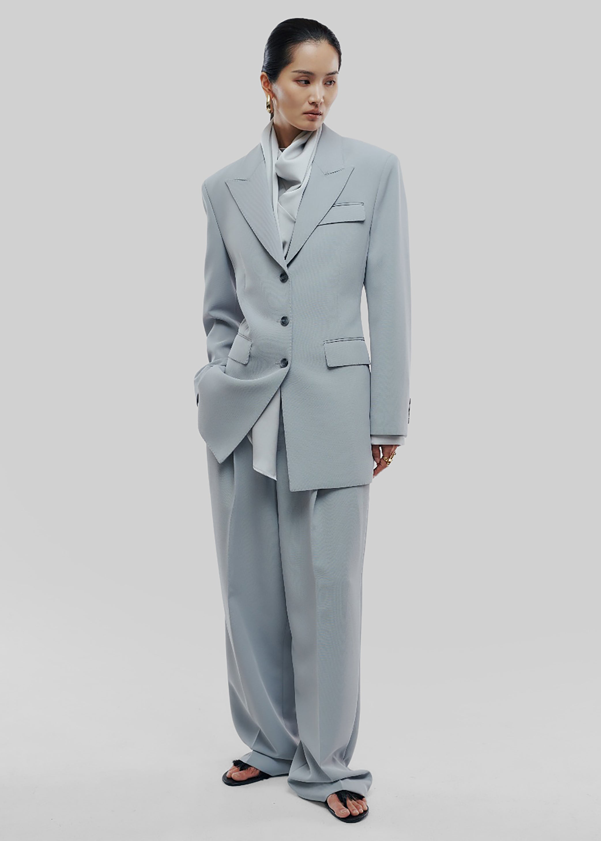 Shop the look image for Duved Pleated Trousers - Slate Grey
