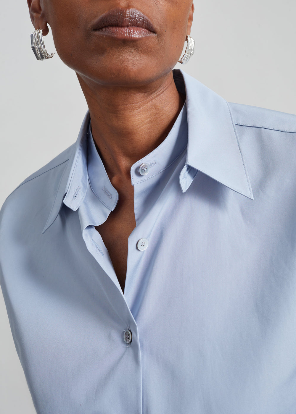 Duvina Detachable Double Collar Shirt - Light Blue - 1