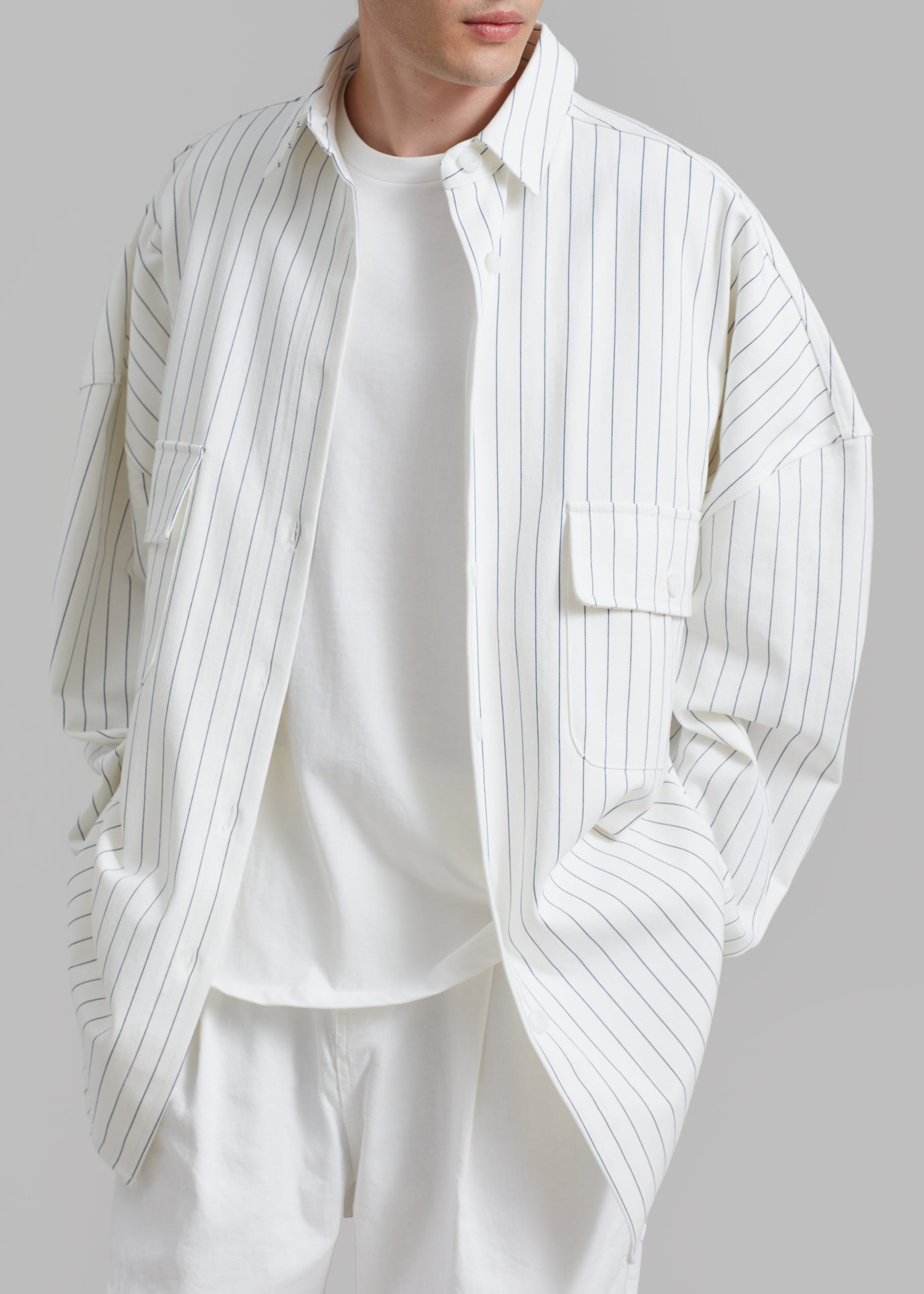 Dallas Denim Overshirt - Blue Pinstripe - 1