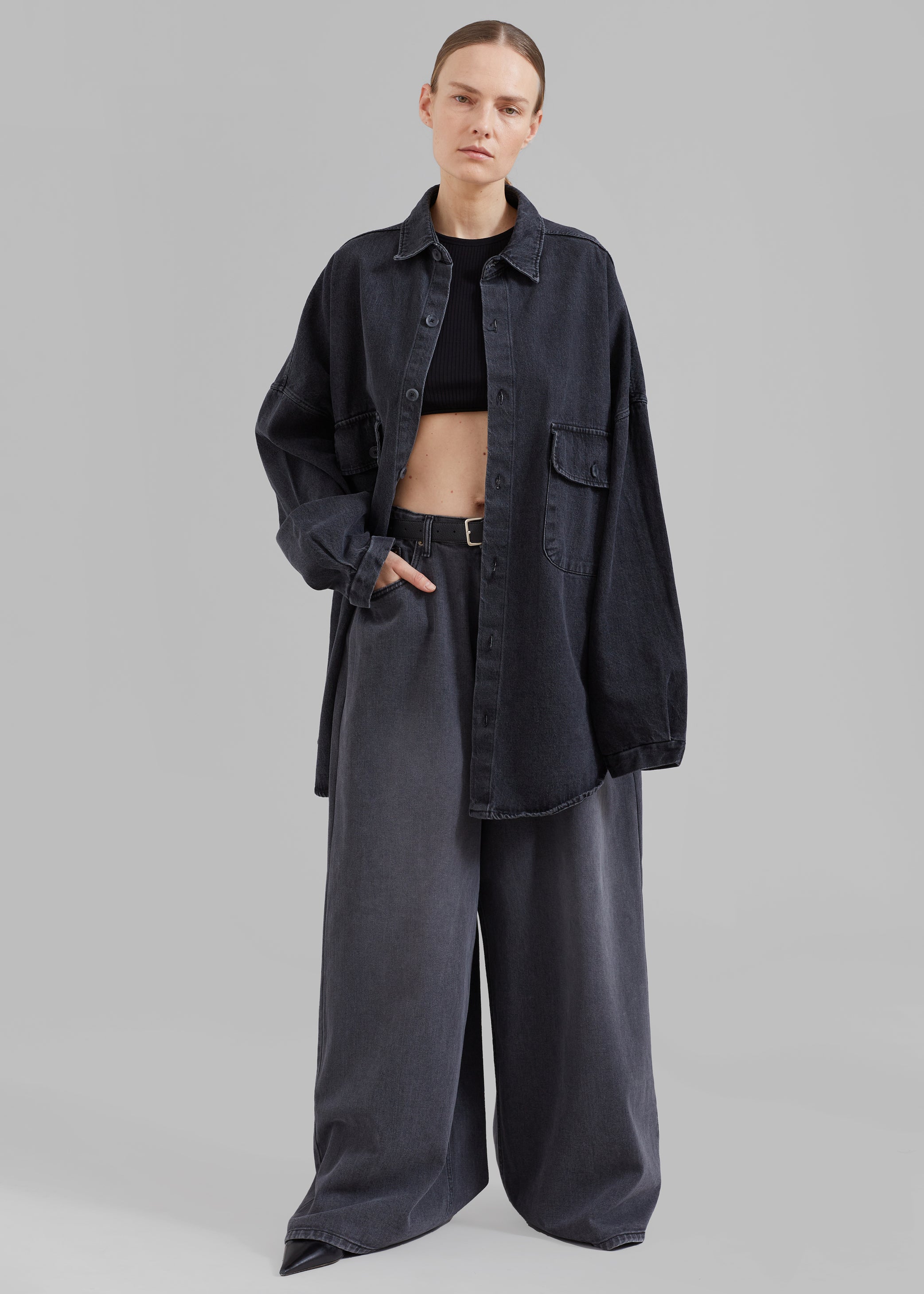 Shop the look image for Dallas Denim Overshirt - Dark Grey