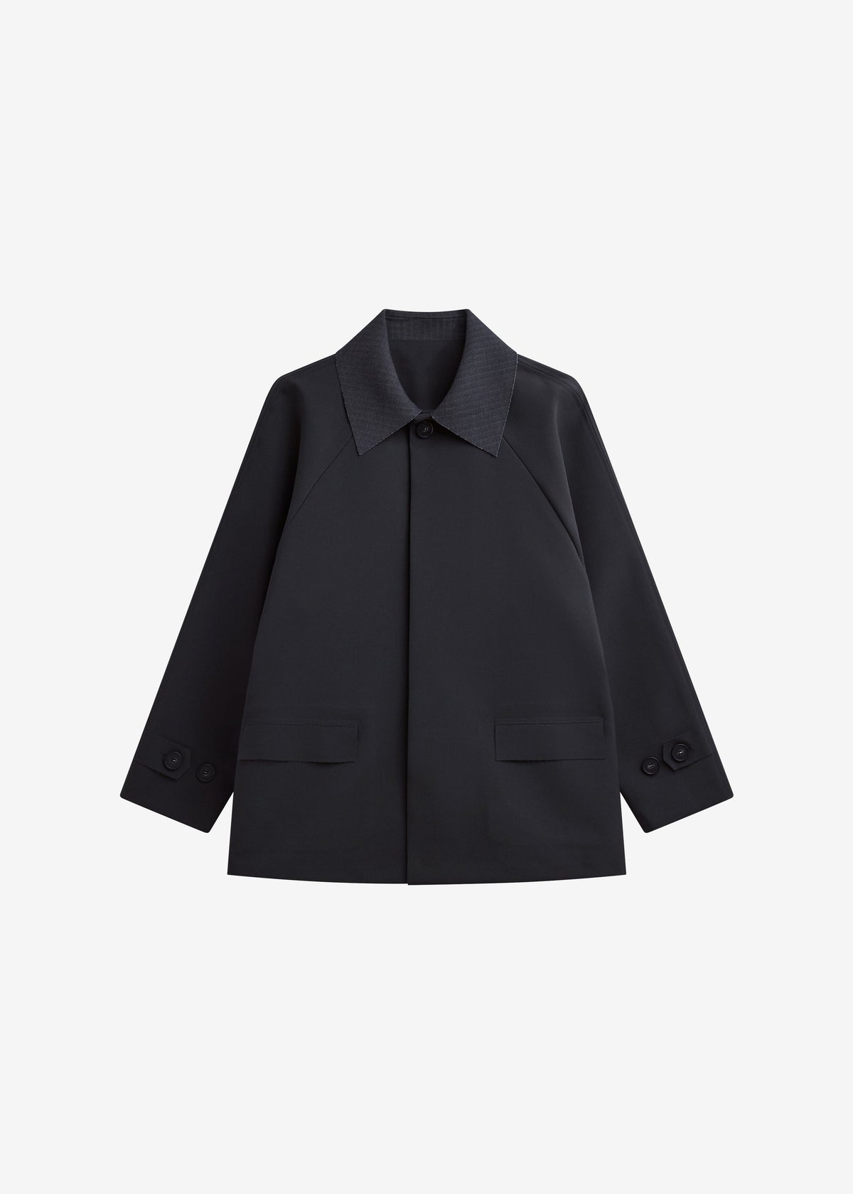 Ebbe Contrast Collar Boxy Jacket - Charcoal - 8