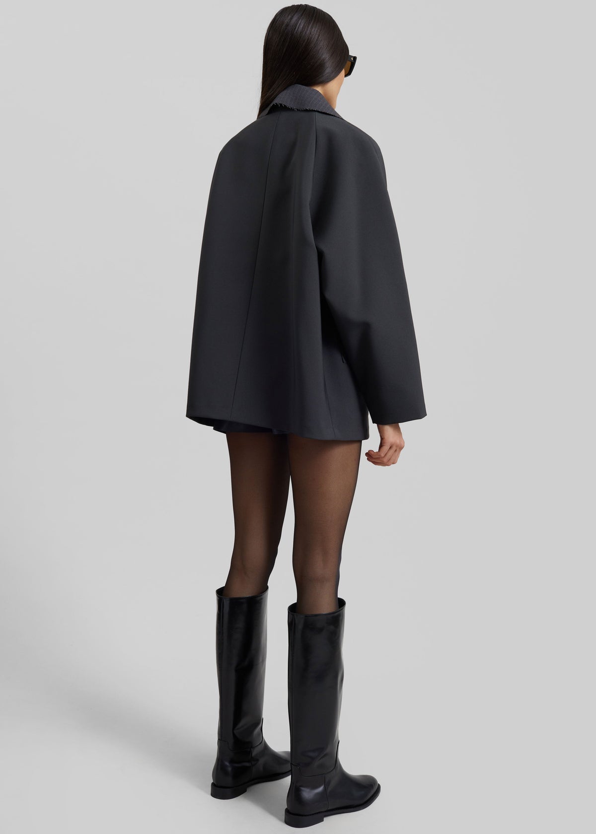 Ebbe Contrast Collar Boxy Jacket - Charcoal - 7